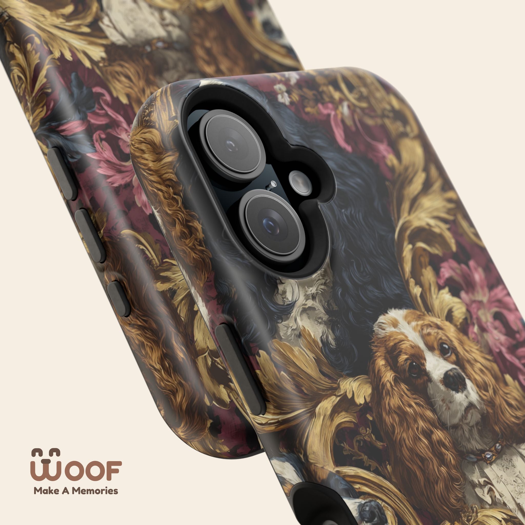 Elegant Pet Portrait Phone Case – Floral Design, Dog Lover Gift, Durable Phone Cover, Unique Art Case, Stylish Accessory