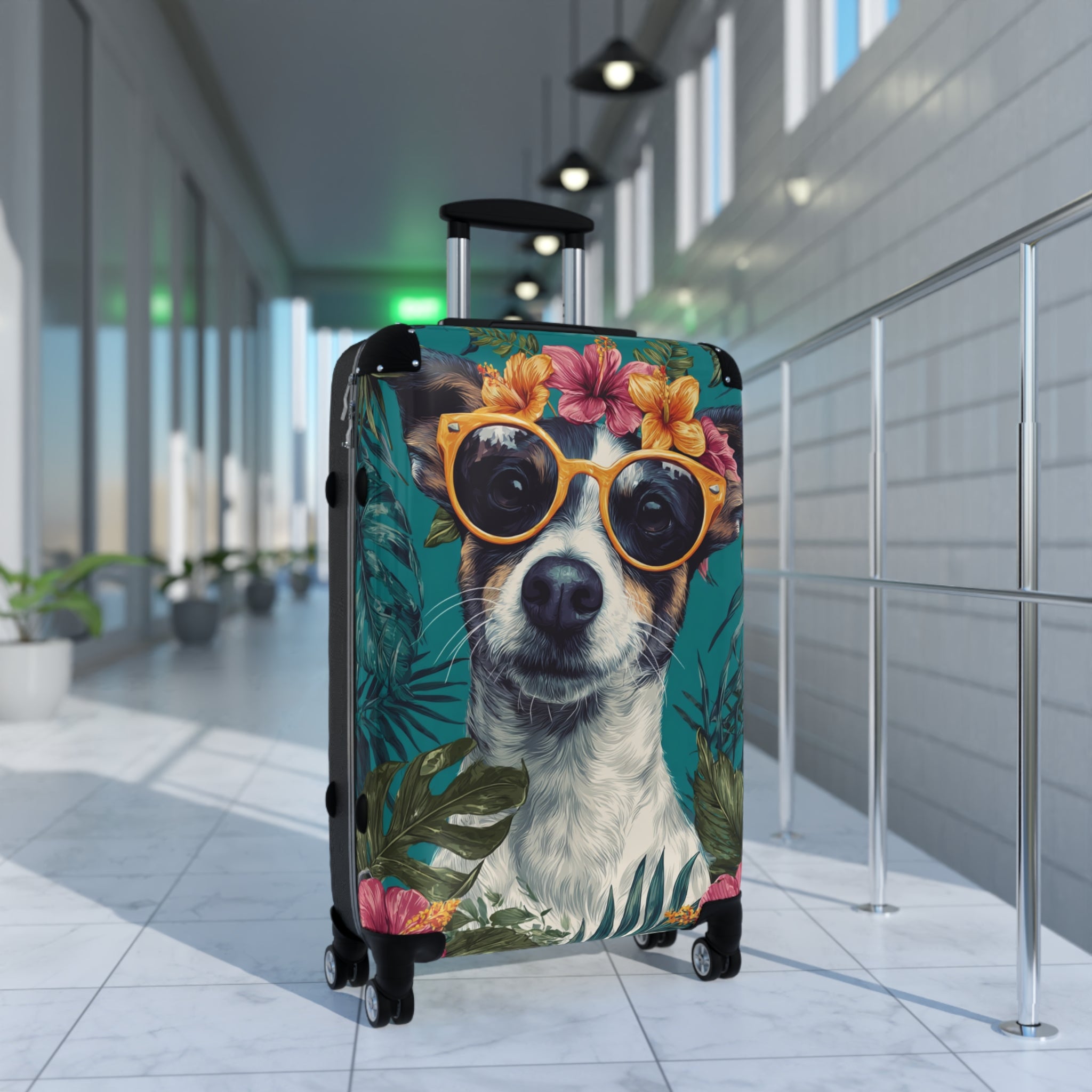 Tropical Dog Luggage Suitcase - Stylish Carry-On with Fun Pet Design