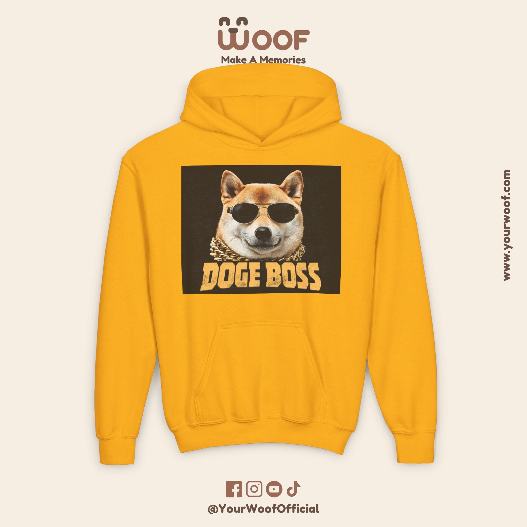 Youth Doge Boss Sweatshirt, Funny Dog Hoodie, Cool Gift for Dog Lovers, Youth Fashion, Casual Style for Kids
