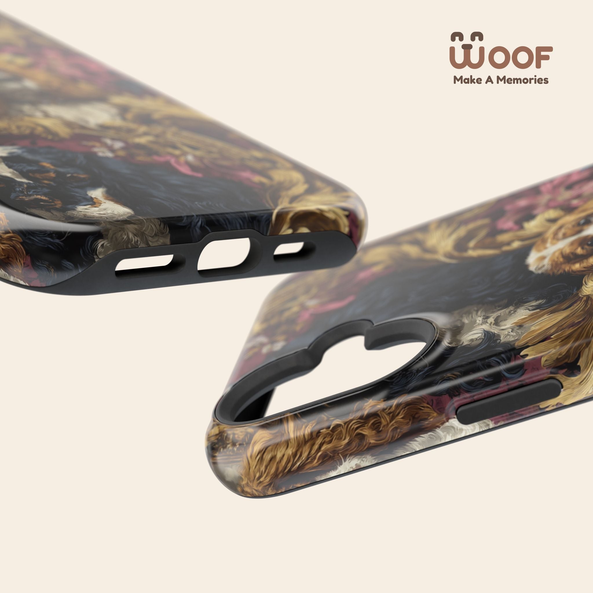 Elegant Pet Portrait Phone Case – Floral Design, Dog Lover Gift, Durable Phone Cover, Unique Art Case, Stylish Accessory