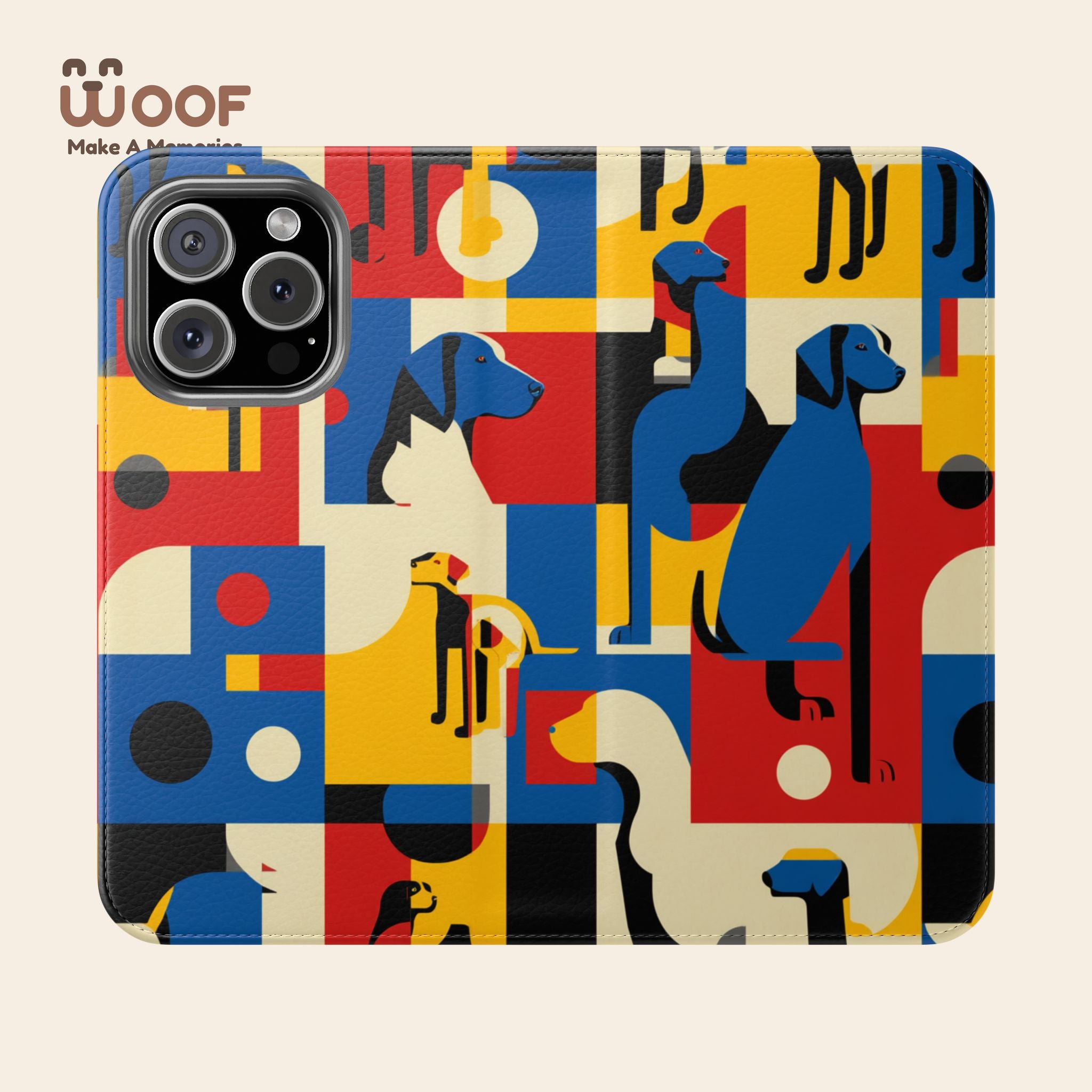 Colorful Dog Pattern Flip Case for Phones, Pet Lover Gift, Stylish Smartphone Protector, Unique Gift for Dog Owners, Holiday Accessory