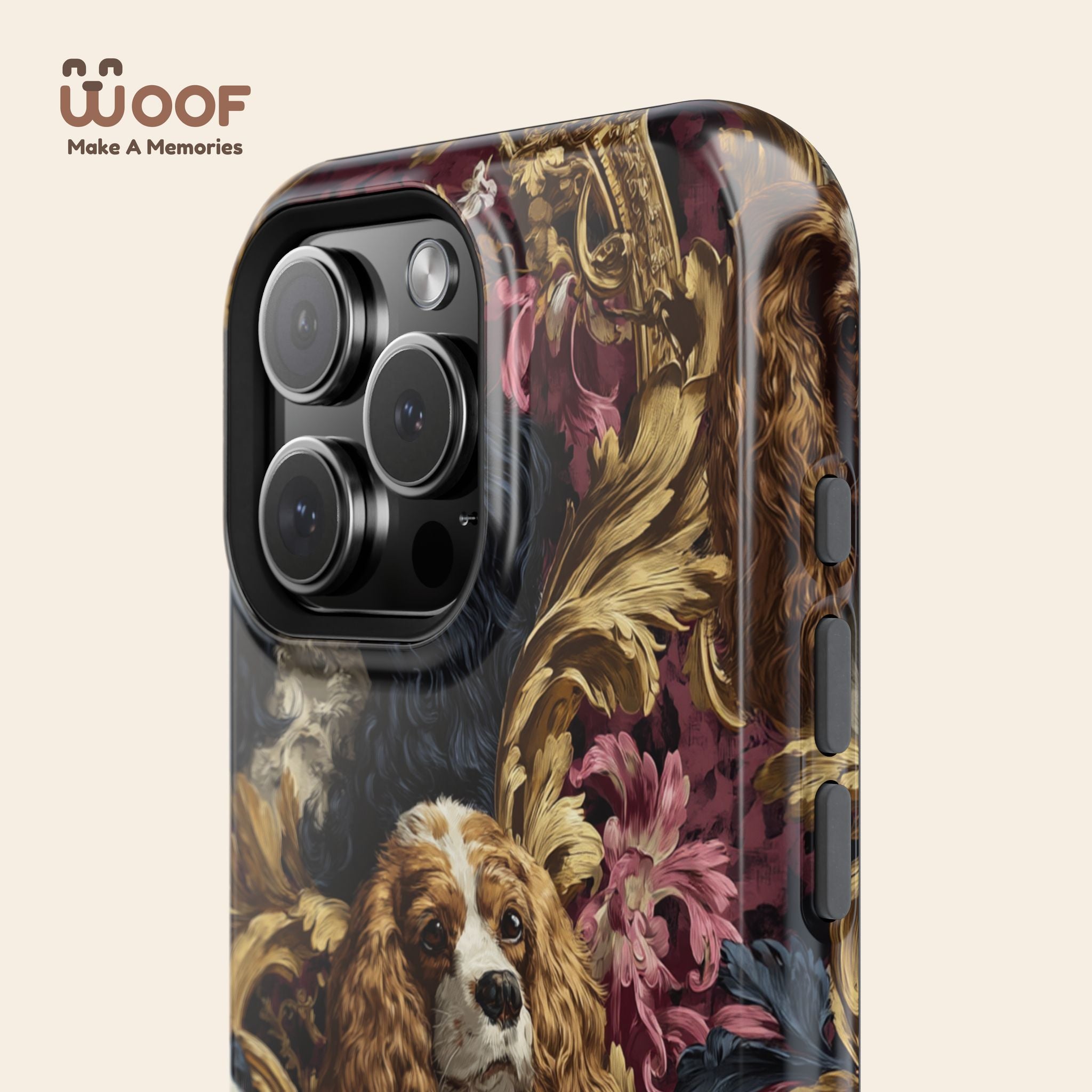 Elegant Pet Portrait Phone Case – Floral Design, Dog Lover Gift, Durable Phone Cover, Unique Art Case, Stylish Accessory