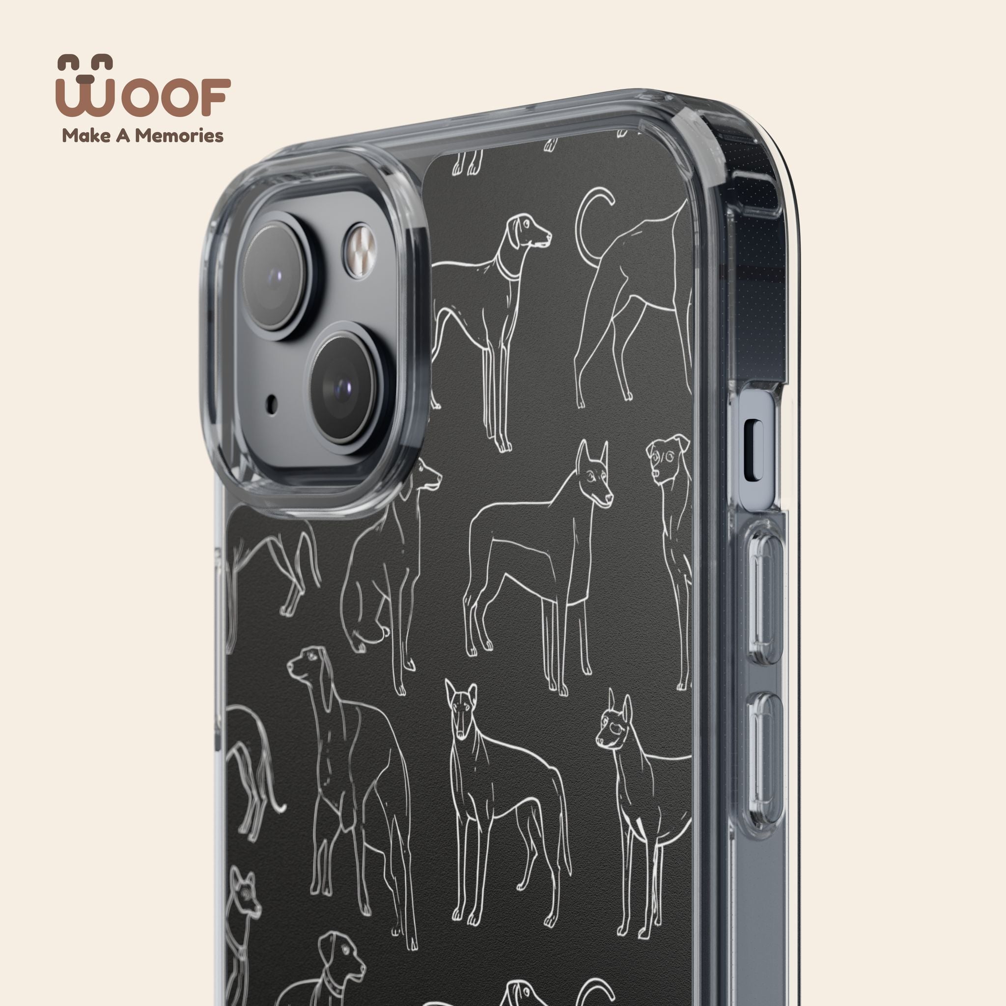 Stylish Dog Print Clear Phone Case, Pet Lover Gift, Customizable Clear Cases, Dog Owner Accessories, Cute Phone Covers