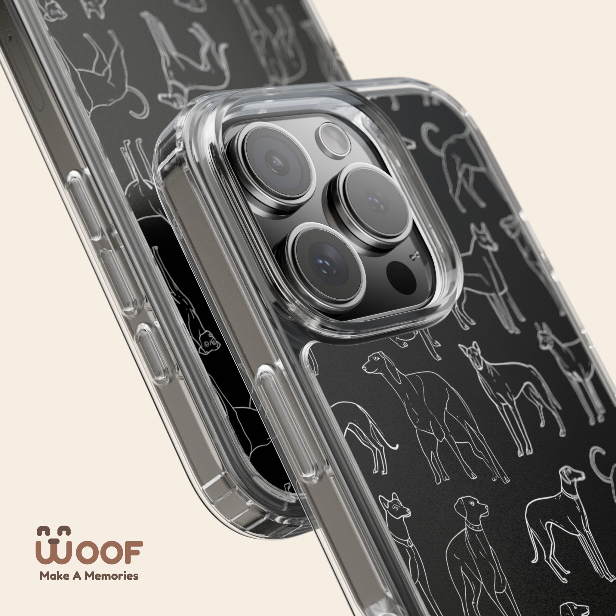 Stylish Dog Print Clear Phone Case, Pet Lover Gift, Customizable Clear Cases, Dog Owner Accessories, Cute Phone Covers
