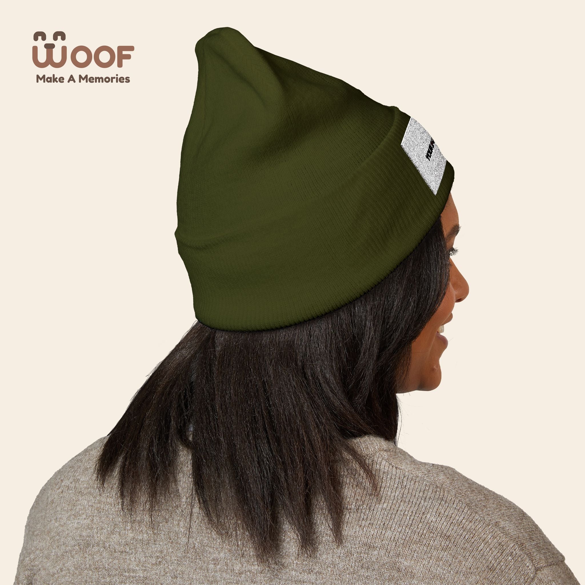Classic Cuffed Beanie with 'Woof' Embroidery - Perfect for Dog Lovers, Winter Wear, Gift for Pet Owners, Cozy Accessory, Everyday Style
