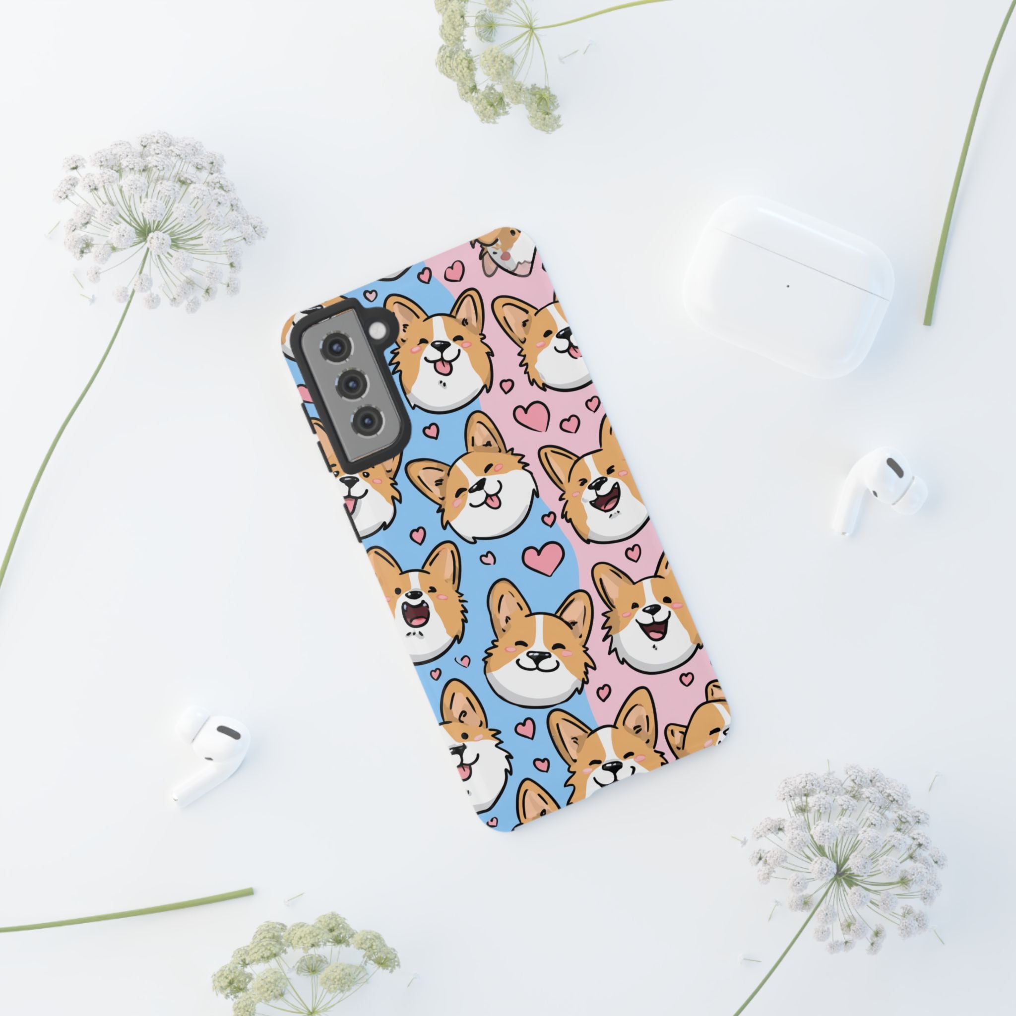 Cute Corgi Phone Case – Fun & Playful Protection with Love Hearts