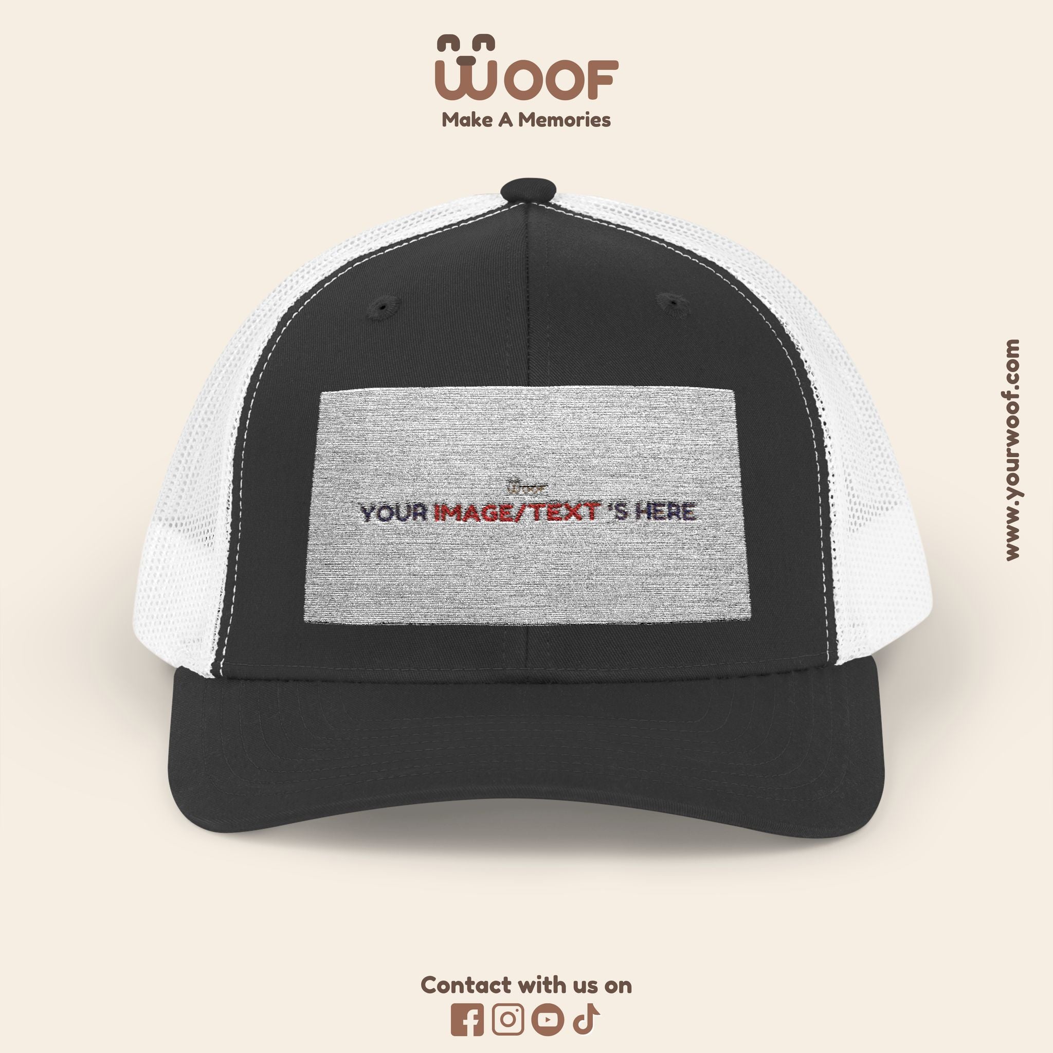 Woof Snapback Trucker Cap - Pet Lovers Gift, Dog Mom Hat, Casual Outdoor Accessory, Fun Pet Apparel, Unique Dog Dad Gift
