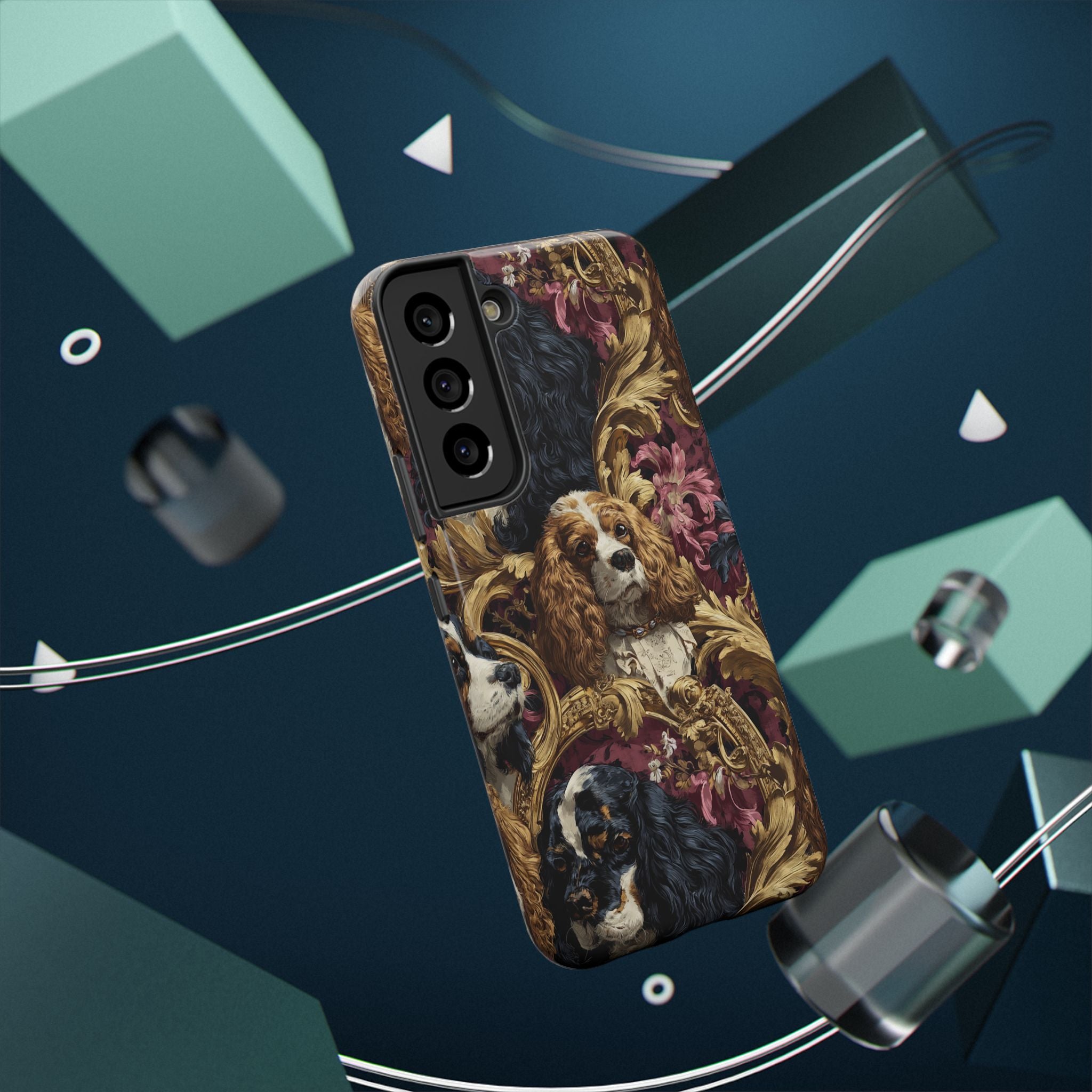 Elegant Pet Portrait Phone Case – Floral Design, Dog Lover Gift, Durable Phone Cover, Unique Art Case, Stylish Accessory
