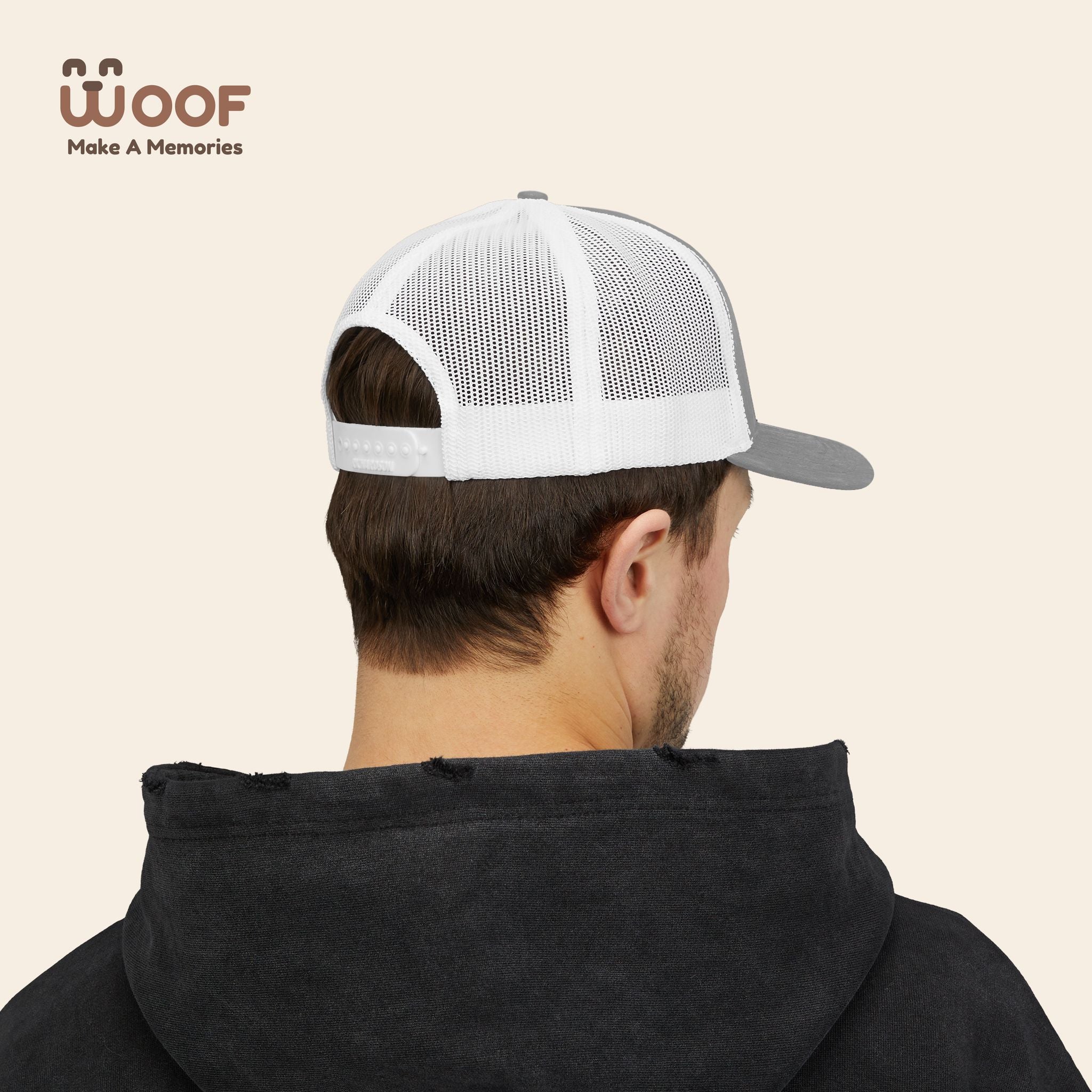 Woof Snapback Trucker Cap - Pet Lovers Gift, Dog Mom Hat, Casual Outdoor Accessory, Fun Pet Apparel, Unique Dog Dad Gift