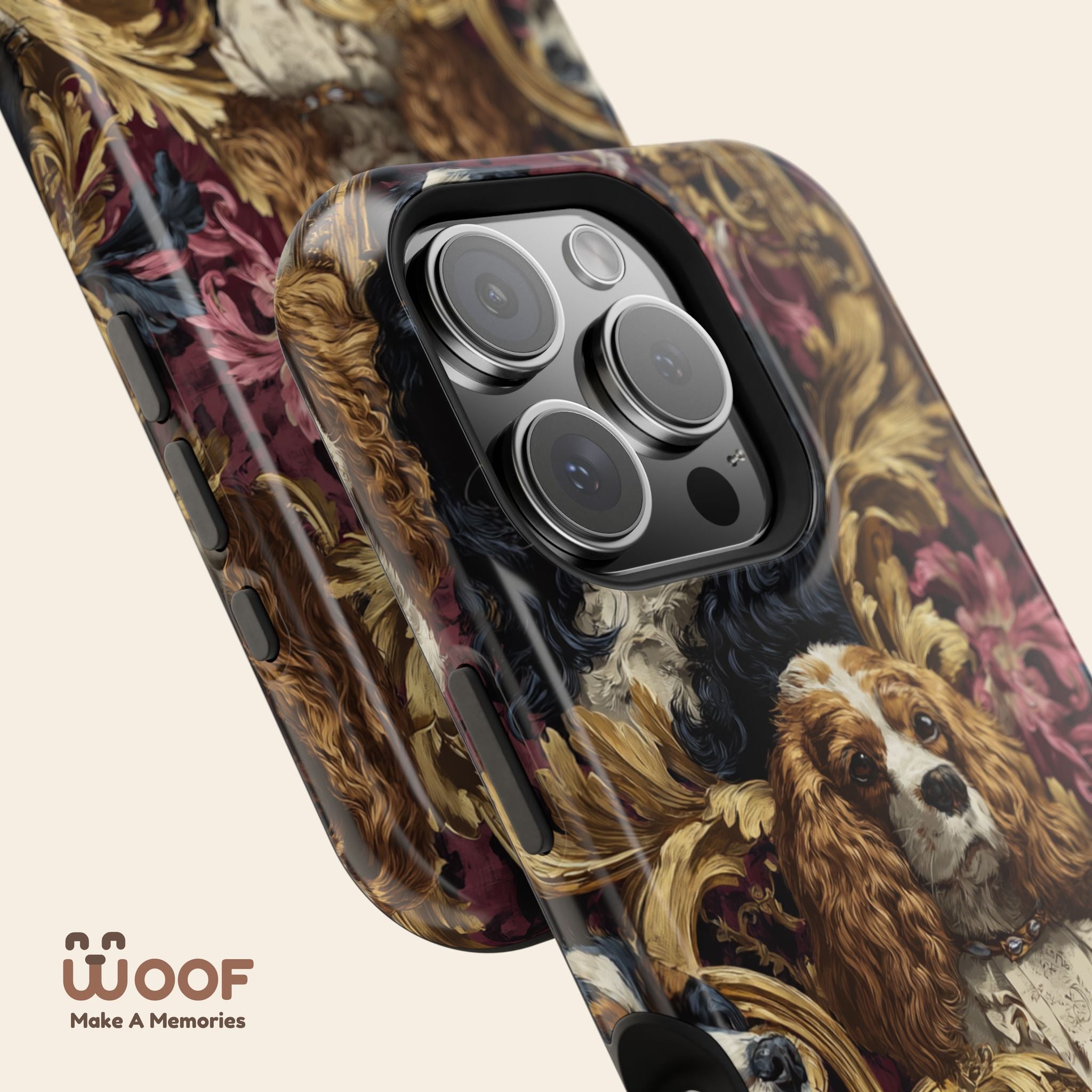Elegant Pet Portrait Phone Case – Floral Design, Dog Lover Gift, Durable Phone Cover, Unique Art Case, Stylish Accessory