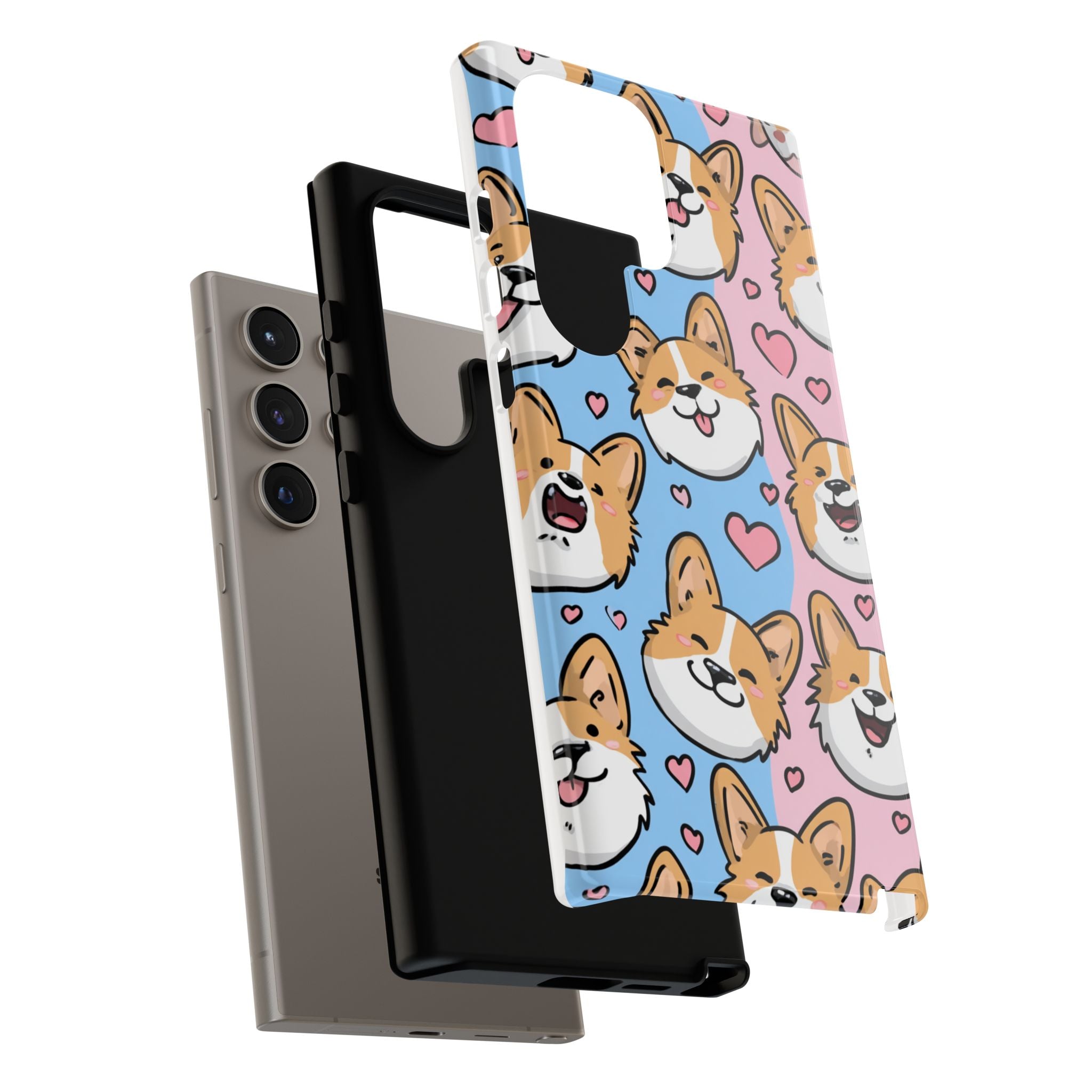 Cute Corgi Phone Case – Fun & Playful Protection with Love Hearts