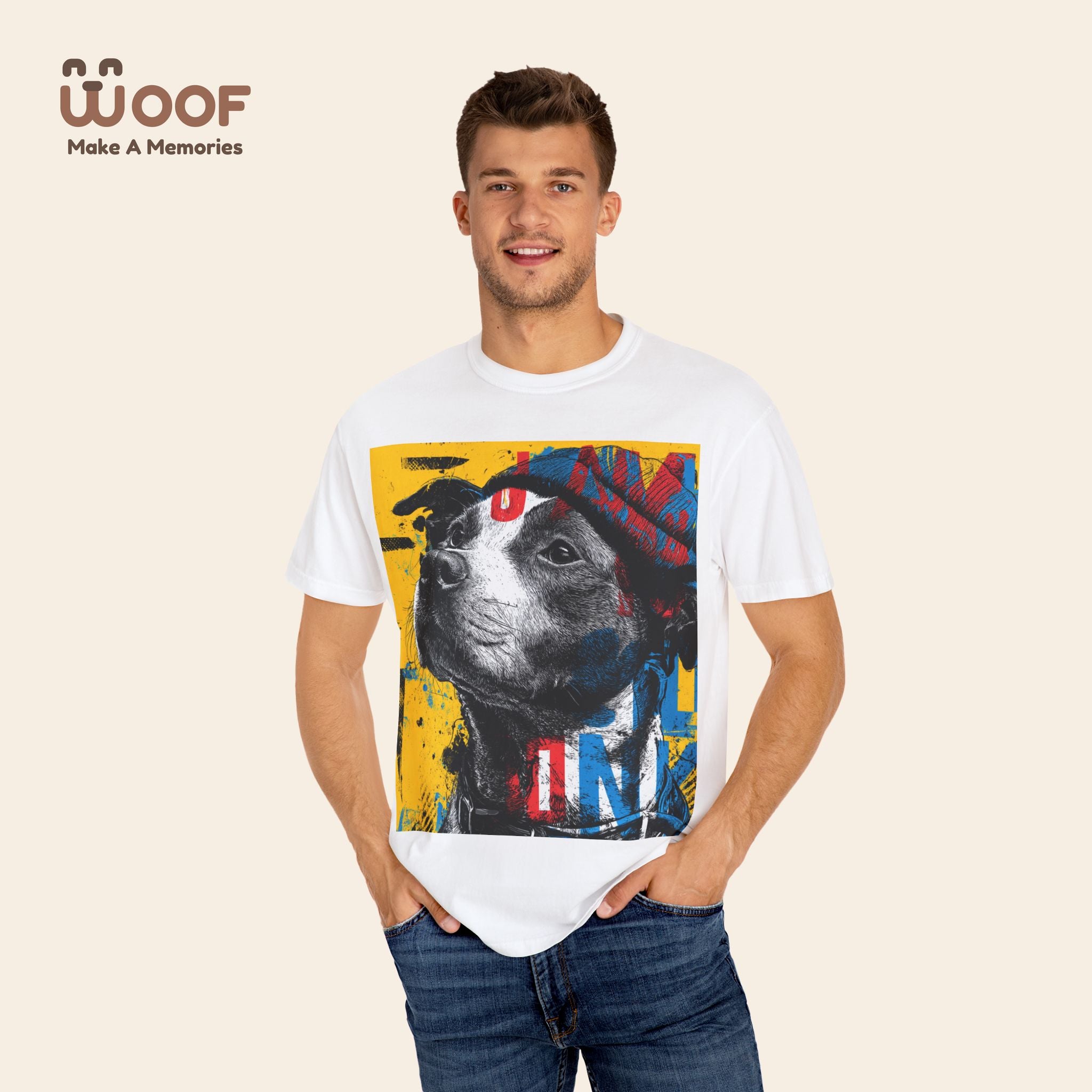 Vibrant Dog Art T-Shirt | Unisex Garment-Dyed Tee for Animal Lovers, Pet Enthusiasts, Gift for Dog Owners, Cute Pet Apparel, Summer Fashion