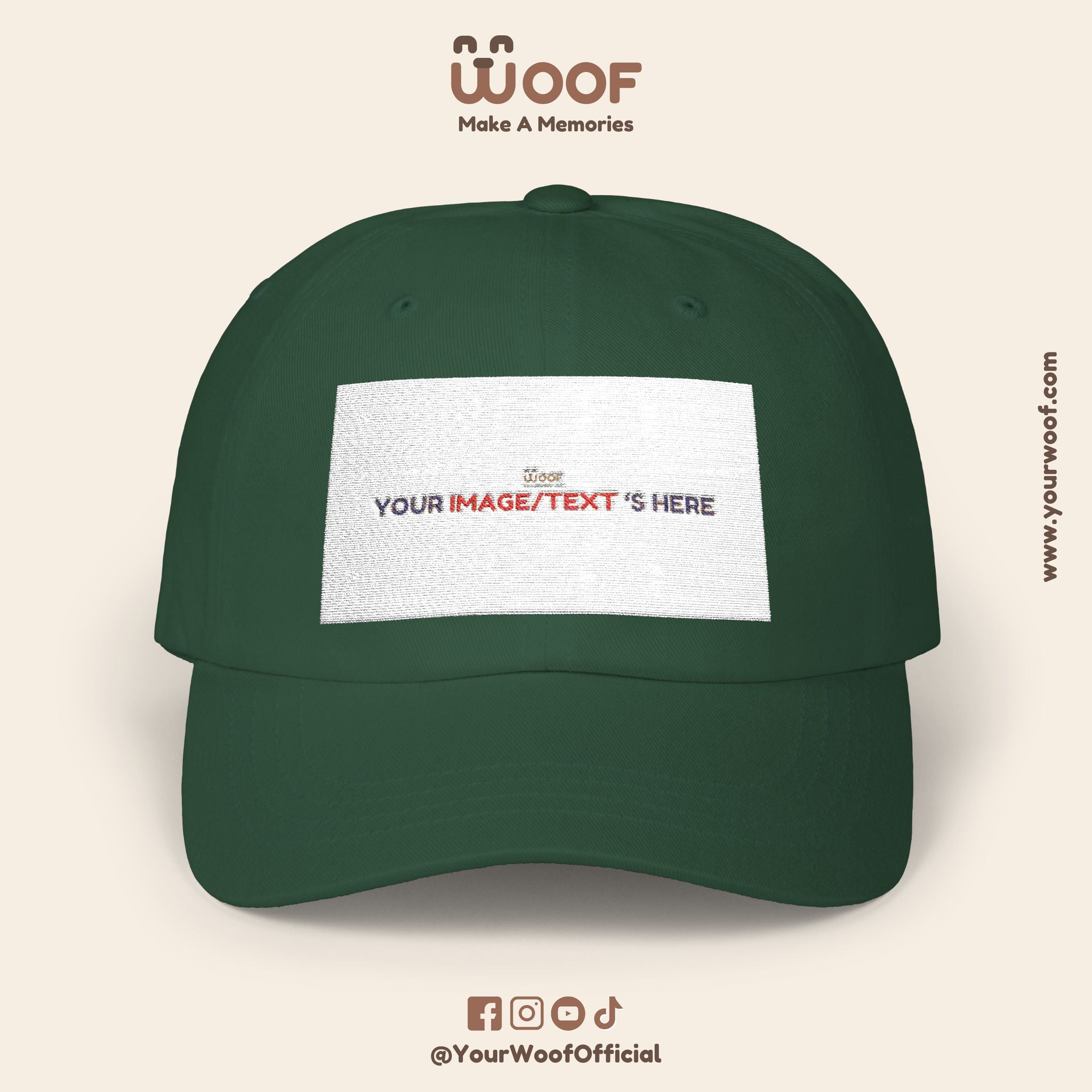 Classic Dad Cap with Woof Design, Adjustable Cap for Dog Lovers, Gift for Pet Owners, Casual Style Hat, Everyday Wear