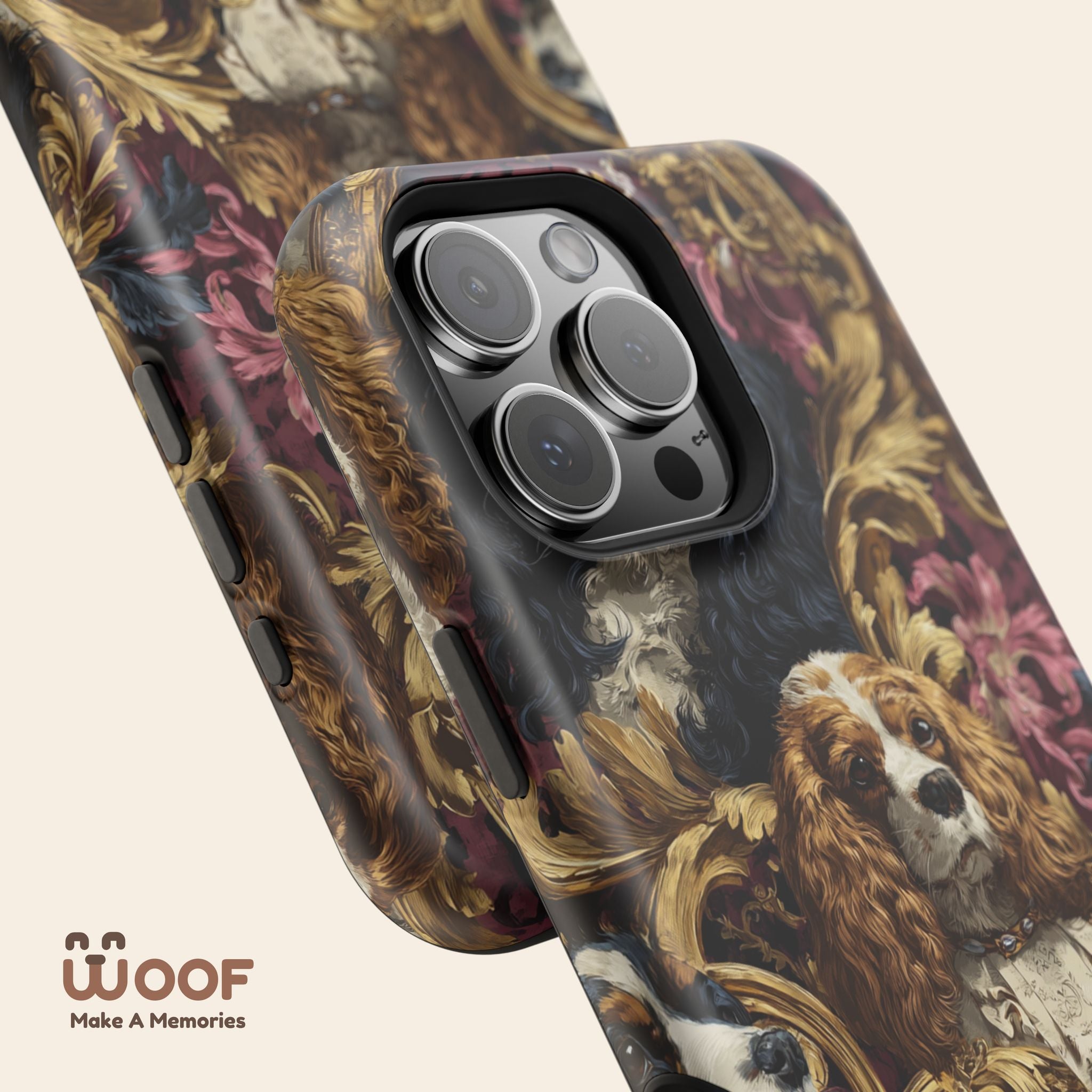 Elegant Pet Portrait Phone Case – Floral Design, Dog Lover Gift, Durable Phone Cover, Unique Art Case, Stylish Accessory