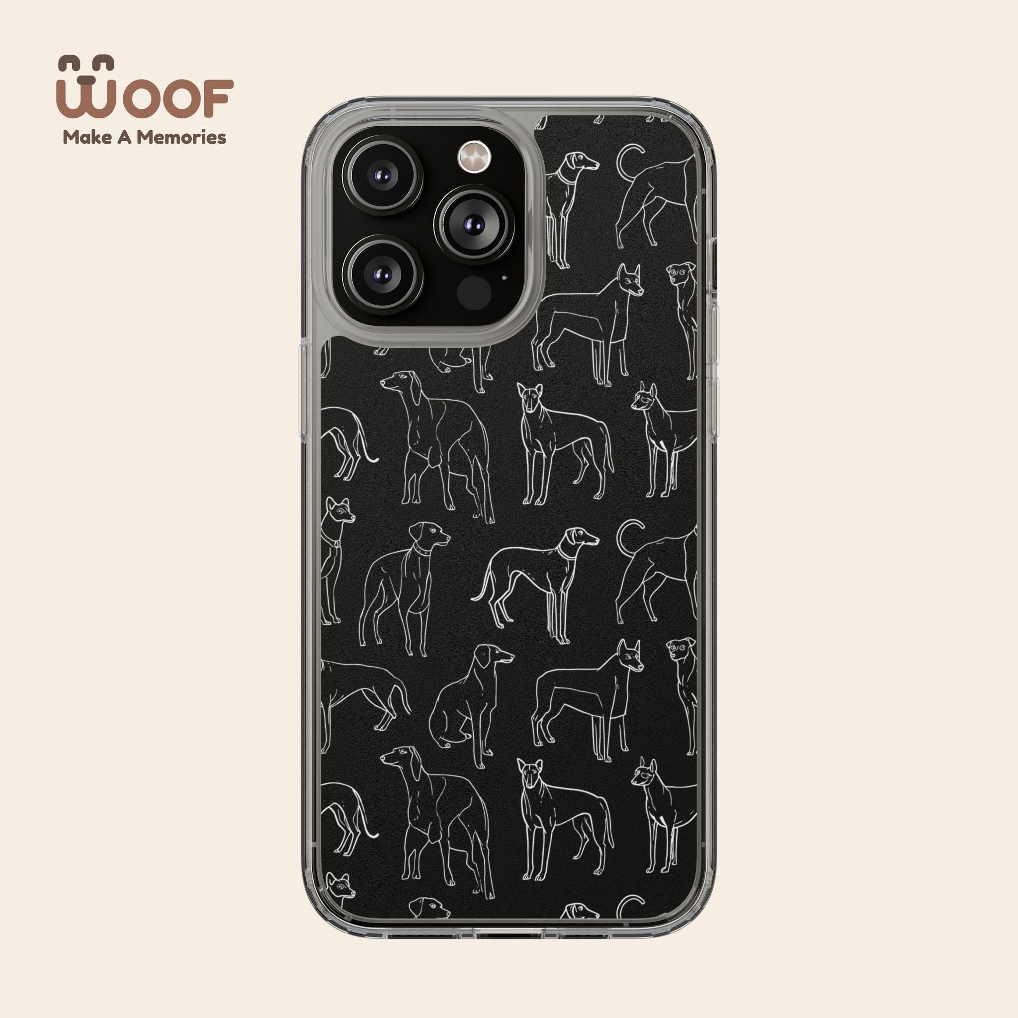 Stylish Dog Print Clear Phone Case, Pet Lover Gift, Customizable Clear Cases, Dog Owner Accessories, Cute Phone Covers
