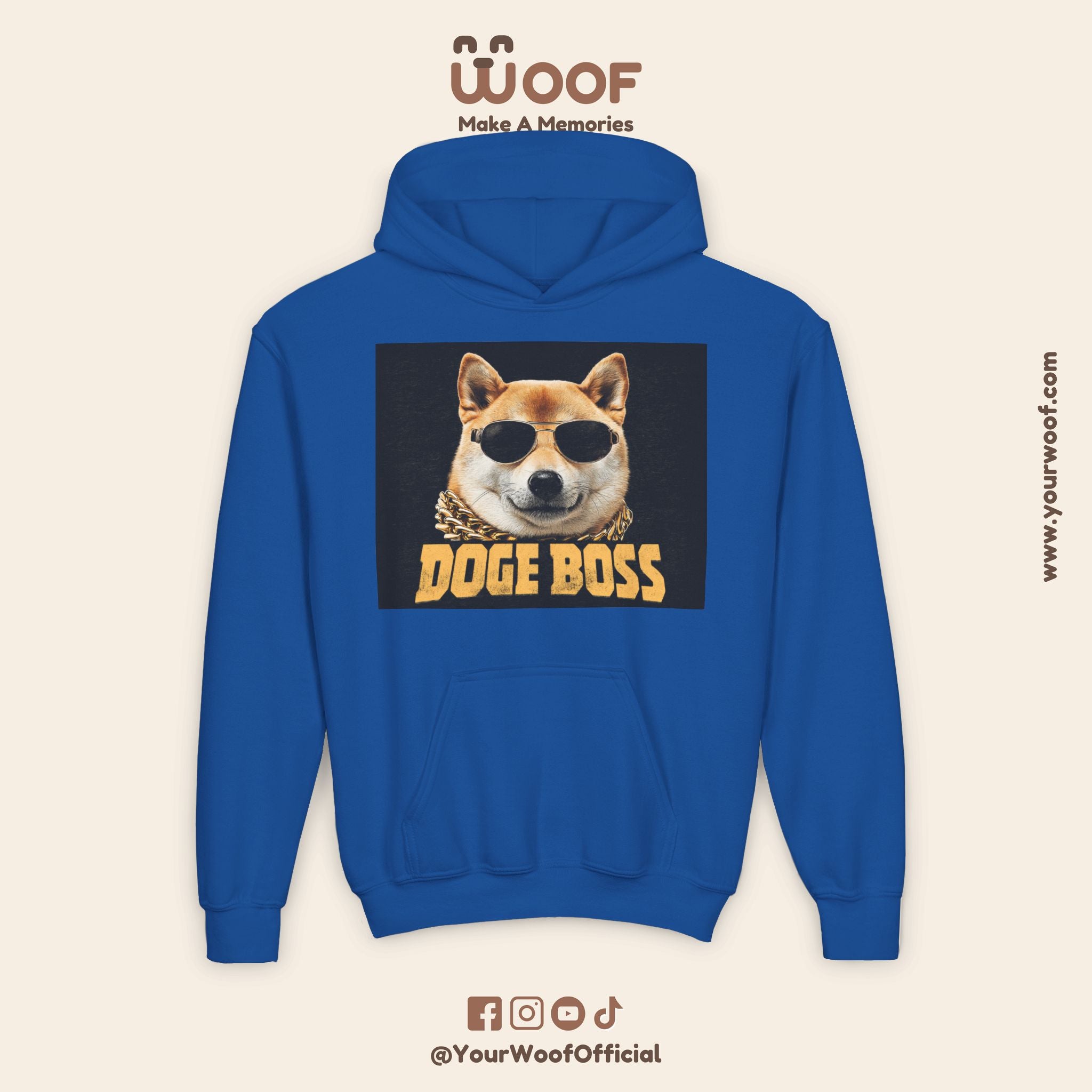 Youth Doge Boss Sweatshirt, Funny Dog Hoodie, Cool Gift for Dog Lovers, Youth Fashion, Casual Style for Kids