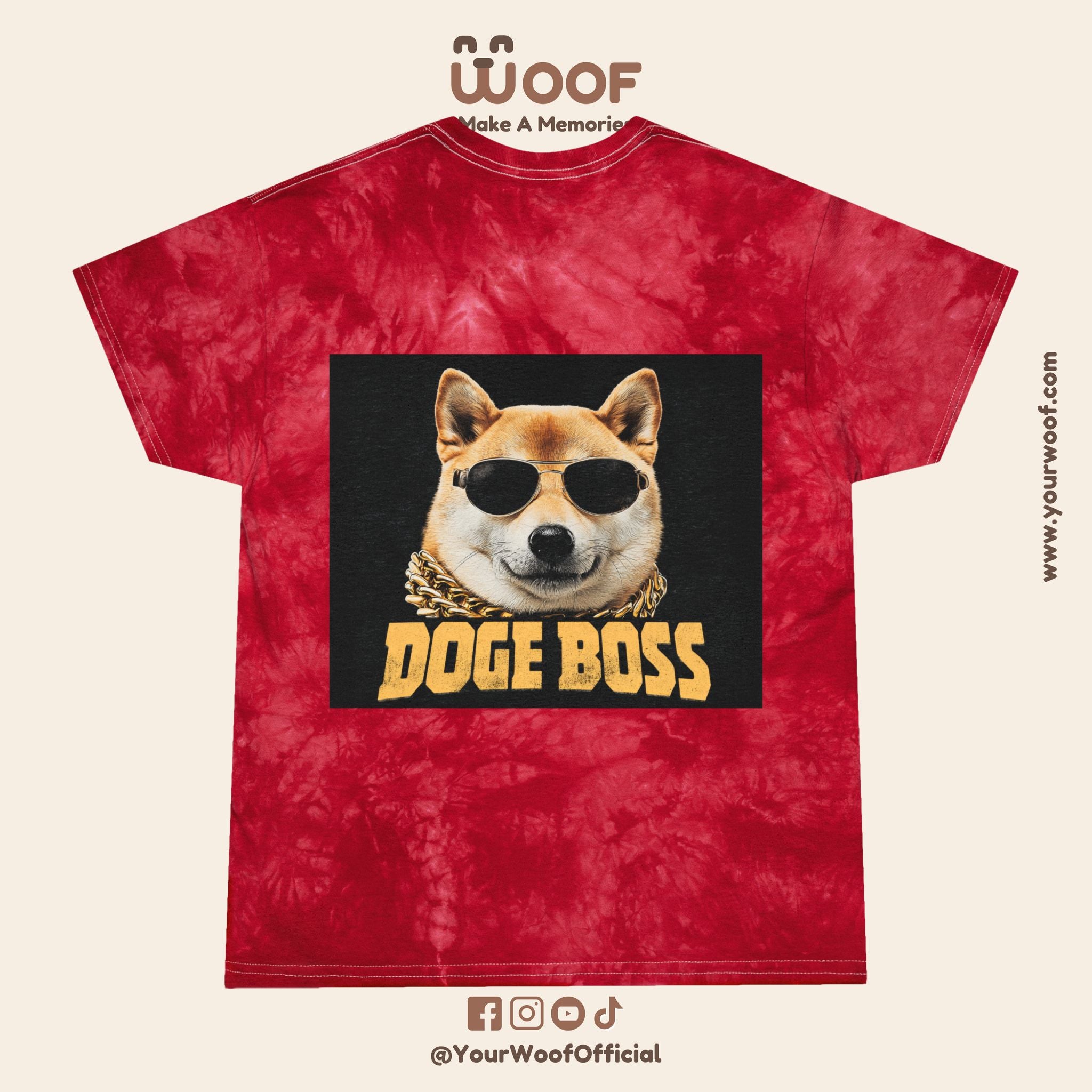 Cool Tie-Dye Tee with Doge Boss Design, Perfect Gift for Dog Lovers, Trendy T-Shirt, Unique Style for Casual Outings, Fun Pet-Themed Apparel