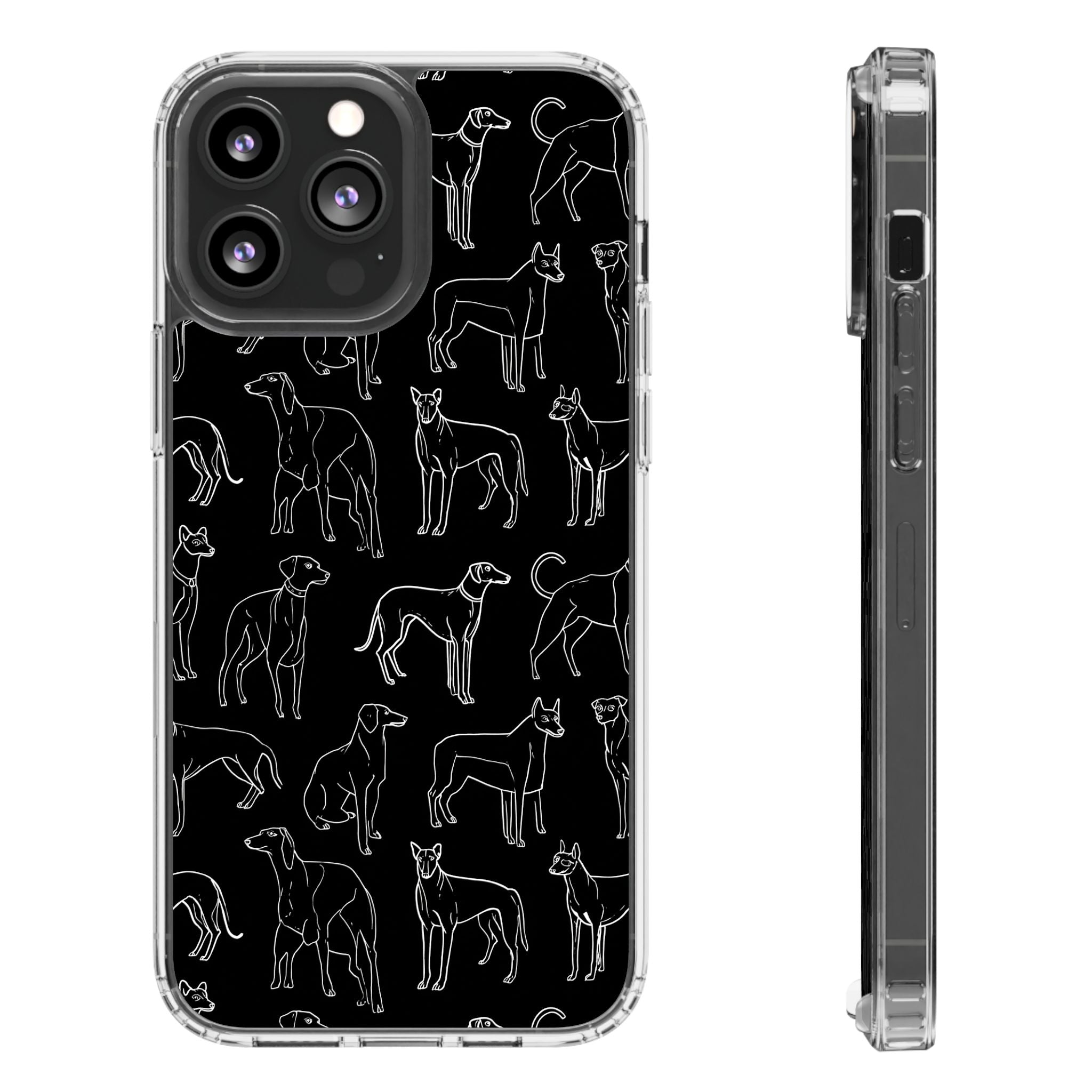 Stylish Dog Print Clear Phone Case, Pet Lover Gift, Customizable Clear Cases, Dog Owner Accessories, Cute Phone Covers