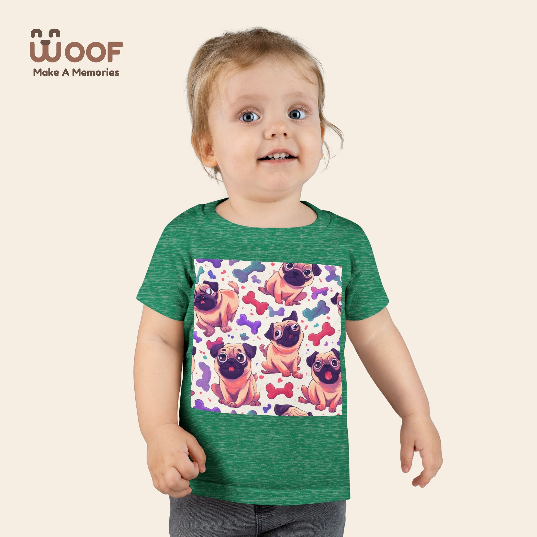 Pug Pattern Toddler T-Shirt, Cute Dog Tee, Kids Wear, Birthday Outfit, Animal Lover Gift, Playful Design, Fun Fashion