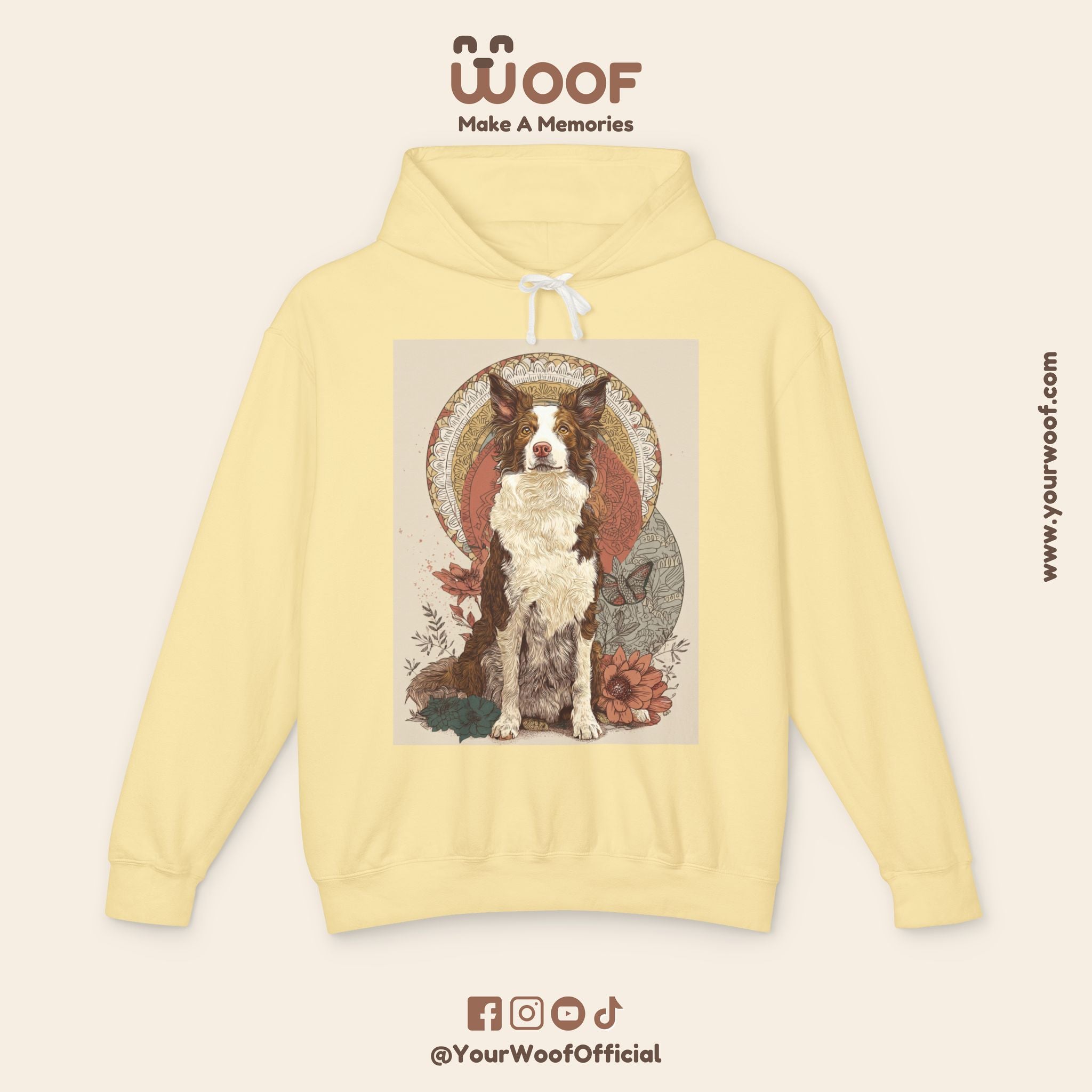 Vintage Dog Art Unisex Lightweight Hooded Sweatshirt - Pet Lover Gift, Nature-Inspired Apparel, Cozy Spring Layer, Dog-Themed Fashion