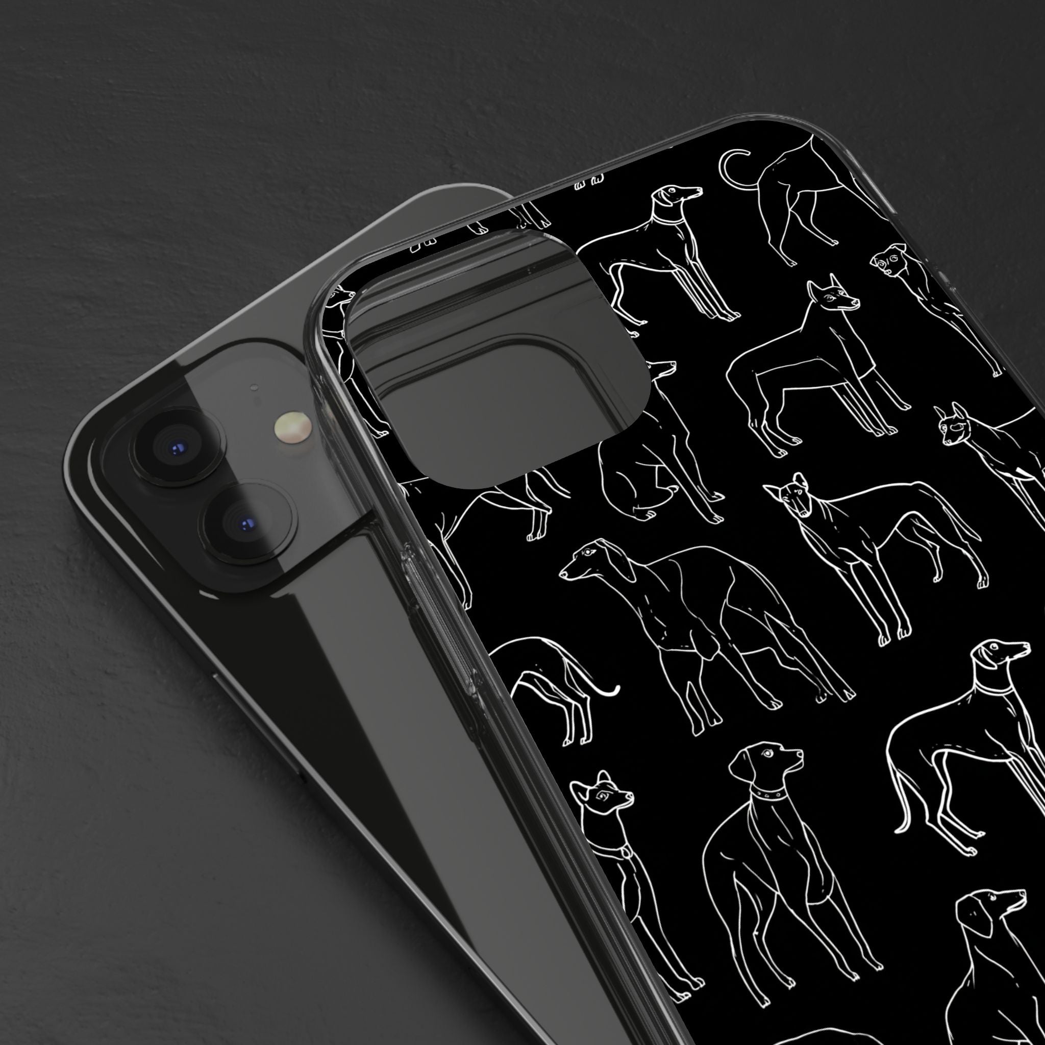 Stylish Dog Print Clear Phone Case, Pet Lover Gift, Customizable Clear Cases, Dog Owner Accessories, Cute Phone Covers