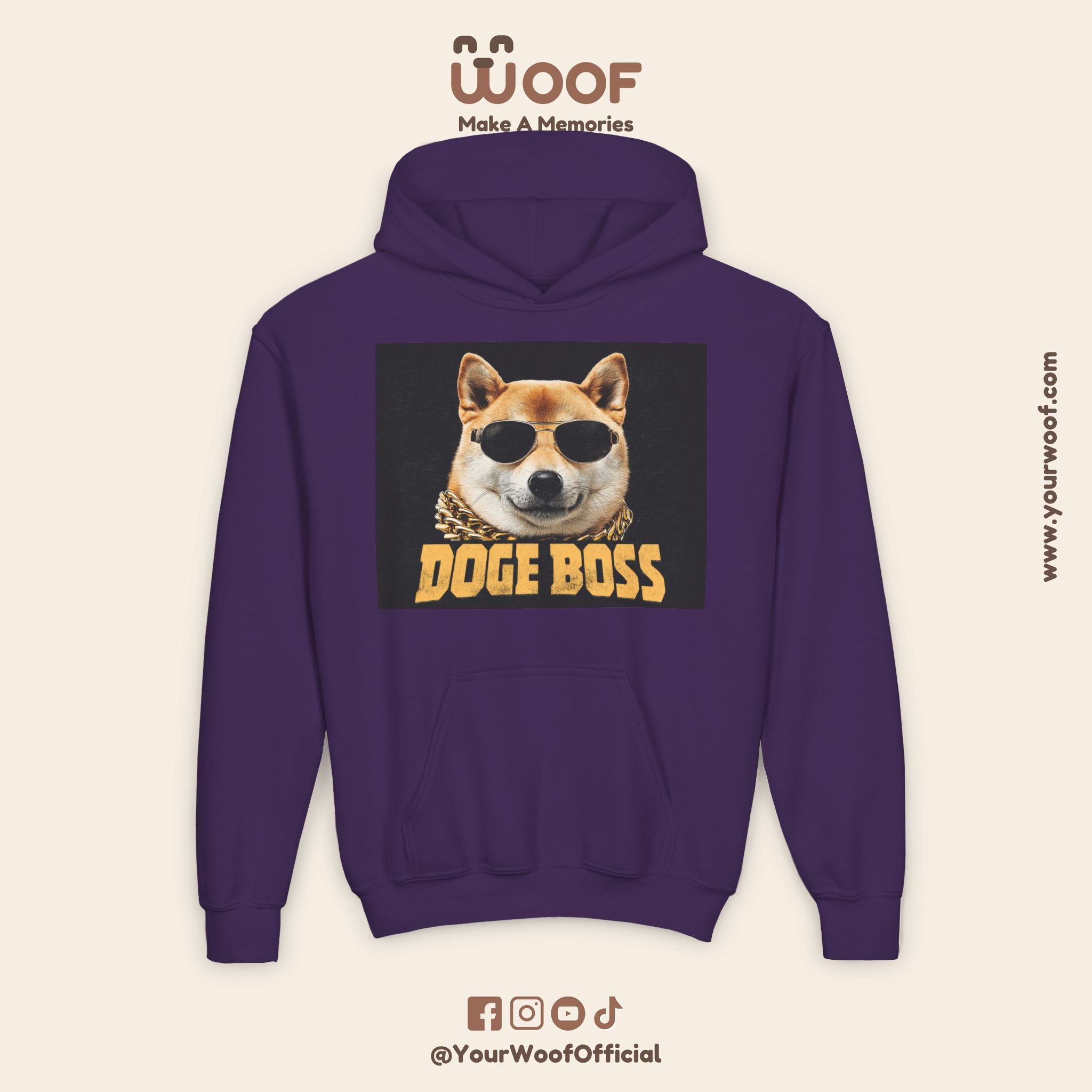 Youth Doge Boss Sweatshirt, Funny Dog Hoodie, Cool Gift for Dog Lovers, Youth Fashion, Casual Style for Kids