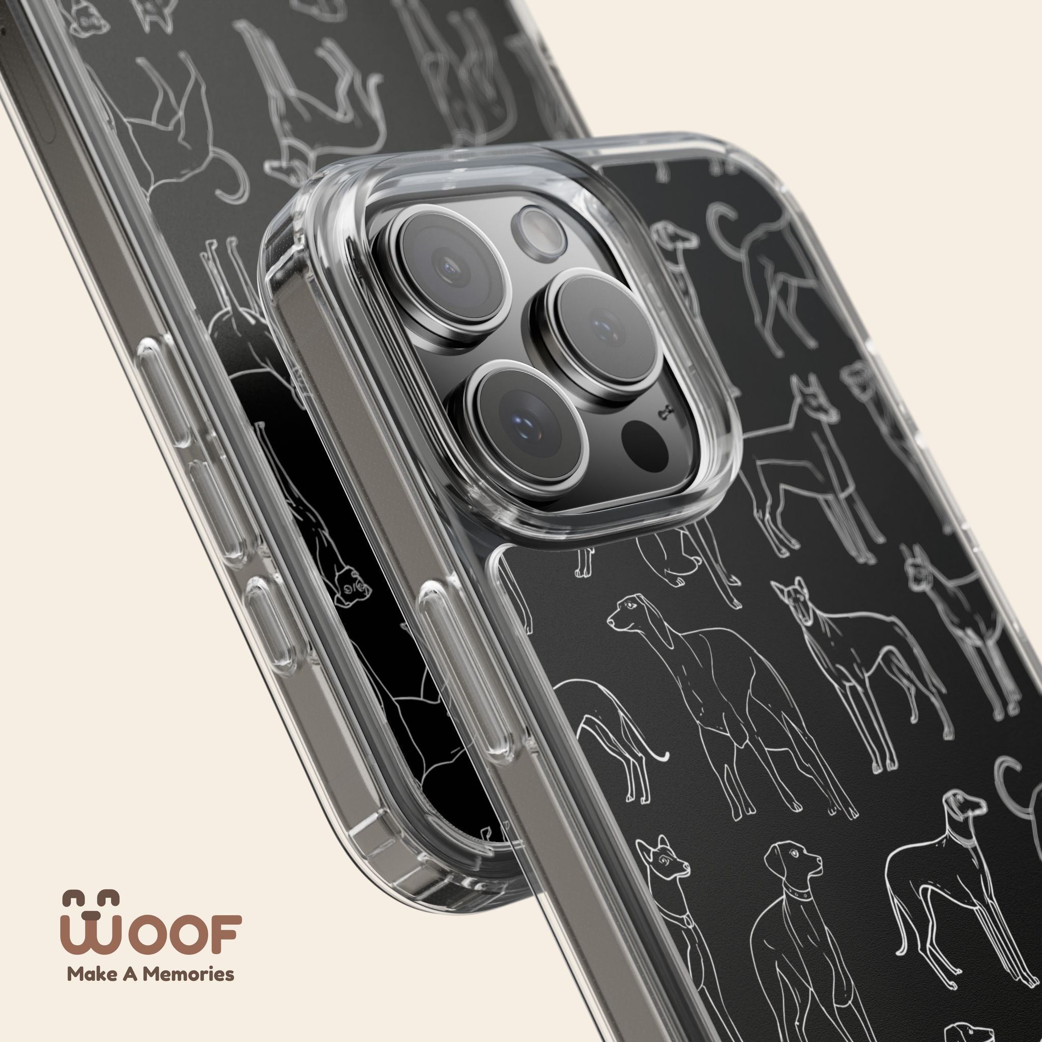Stylish Dog Print Clear Phone Case, Pet Lover Gift, Customizable Clear Cases, Dog Owner Accessories, Cute Phone Covers