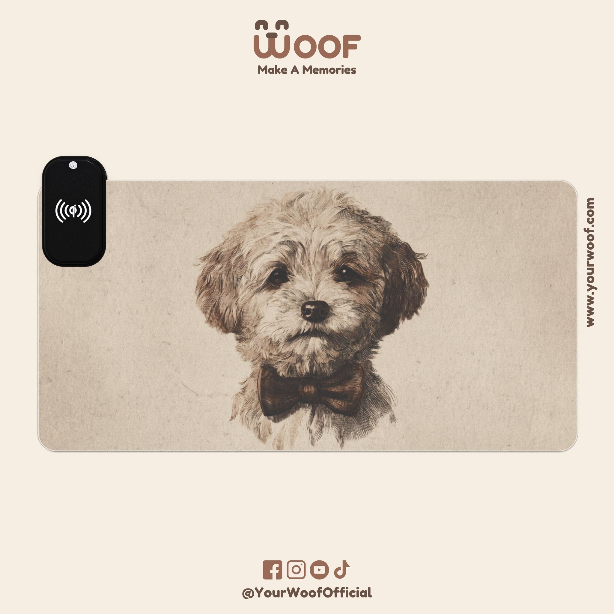 Wireless Charging LED Gaming Mouse Pad - Adorable Pet Design