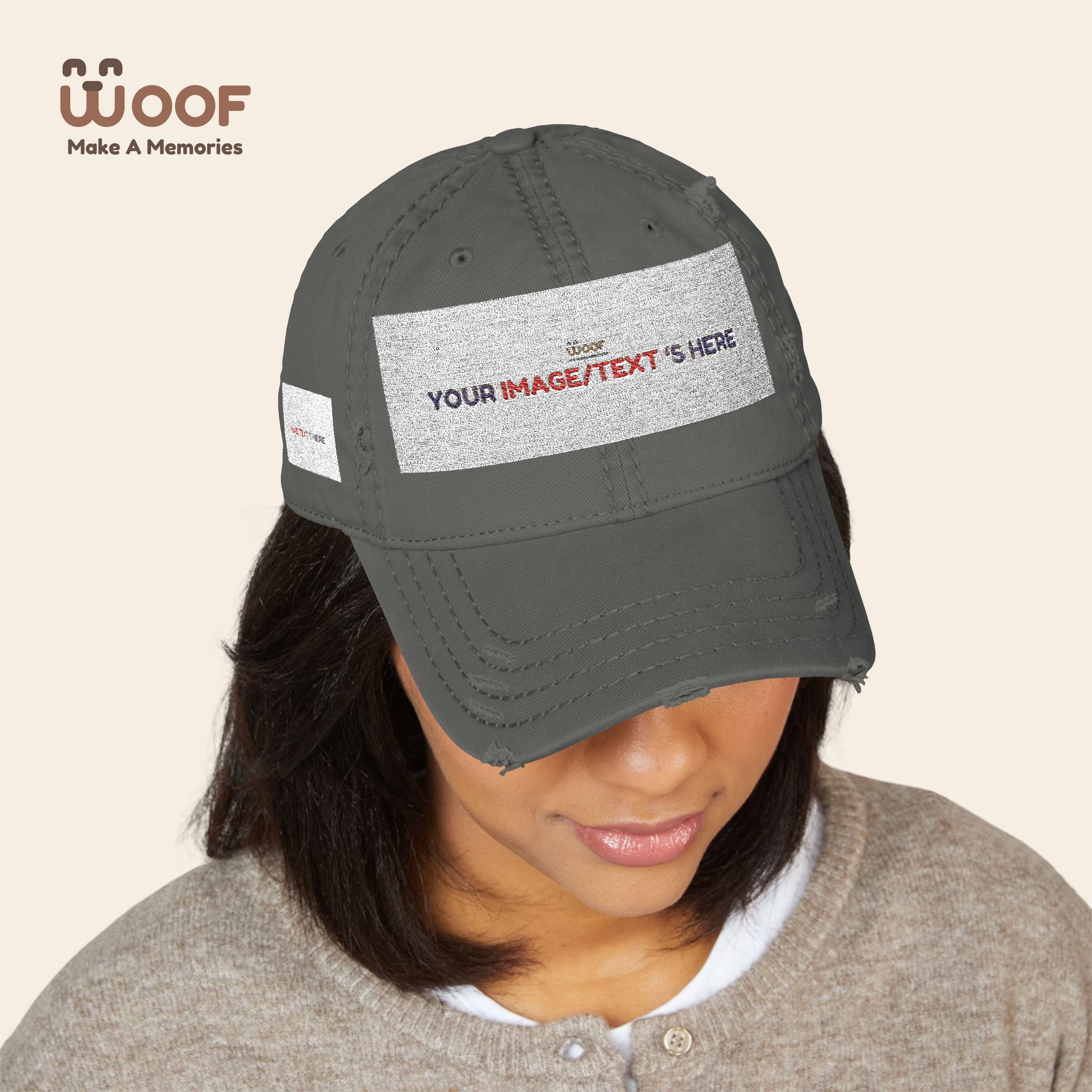 Distressed Embroidered Dad Hat, Customizable Cap for Casual Style, Great for Gifts, Outdoors, Festivals, Everyday Wear