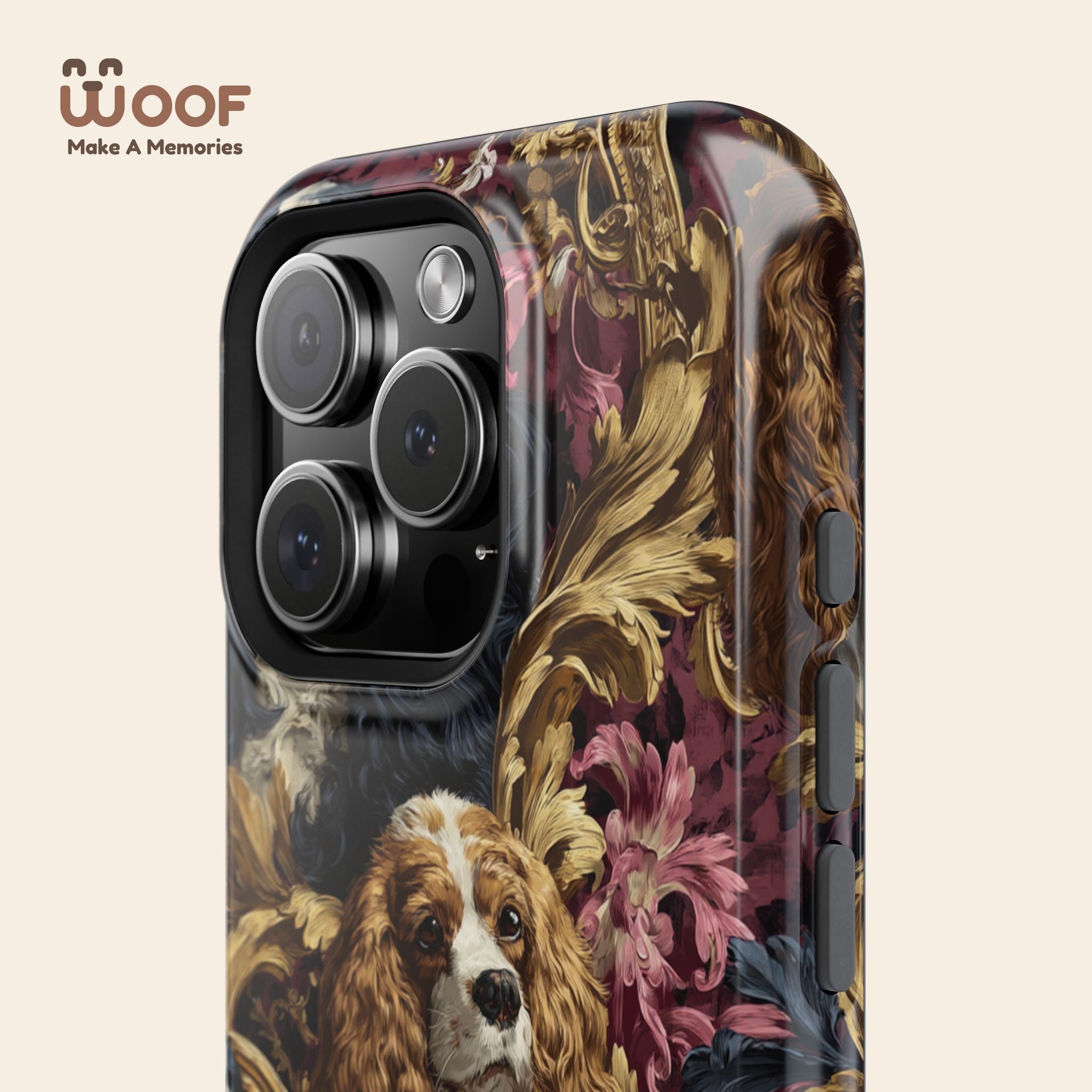 Elegant Pet Portrait Phone Case – Floral Design, Dog Lover Gift, Durable Phone Cover, Unique Art Case, Stylish Accessory
