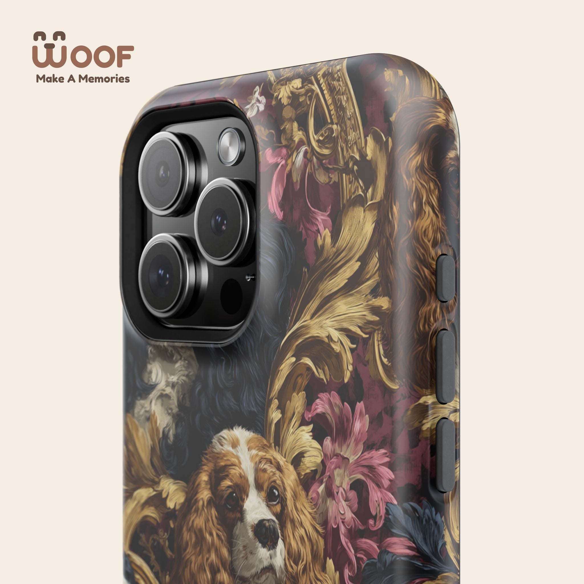 Elegant Pet Portrait Phone Case – Floral Design, Dog Lover Gift, Durable Phone Cover, Unique Art Case, Stylish Accessory