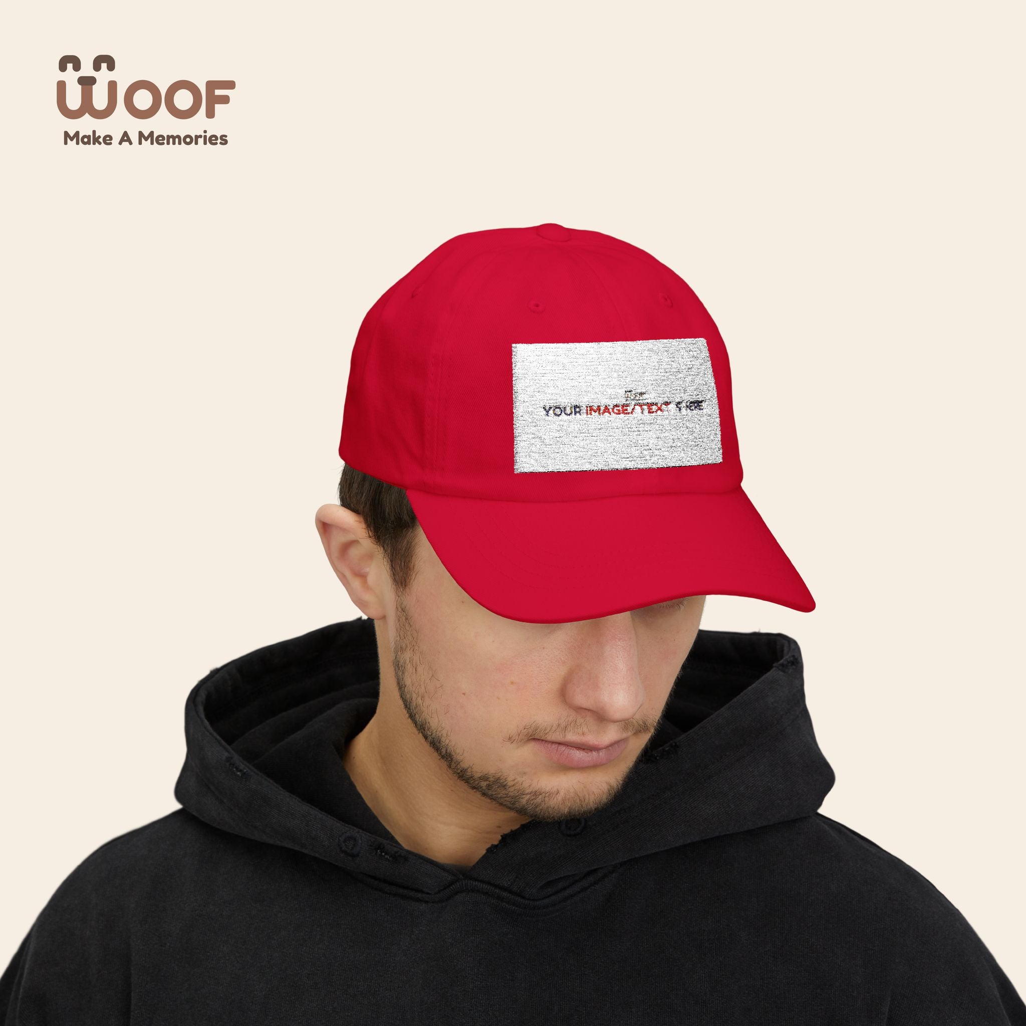 Classic Dad Cap with Woof Design, Adjustable Cap for Dog Lovers, Gift for Pet Owners, Casual Style Hat, Everyday Wear