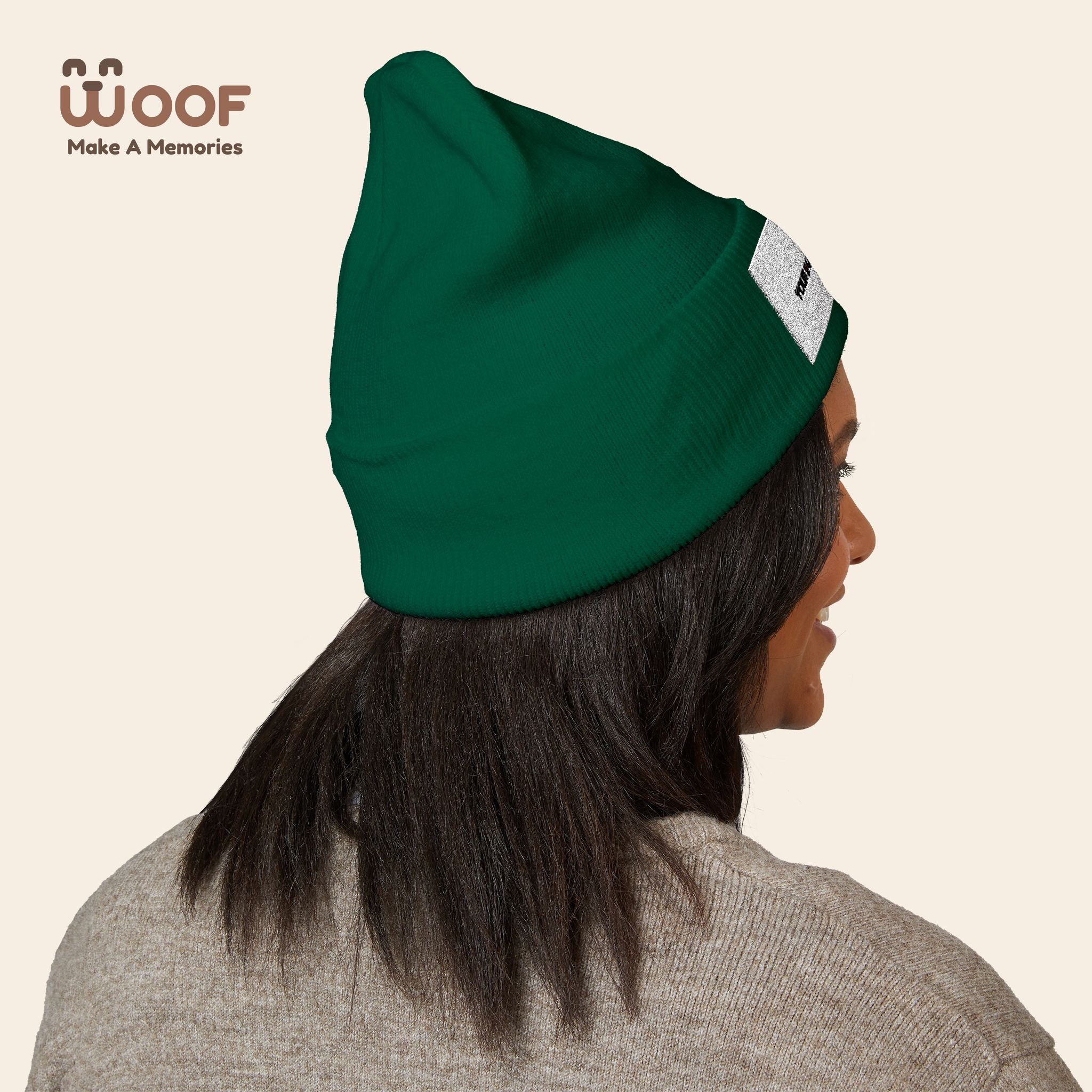 Classic Cuffed Beanie with 'Woof' Embroidery - Perfect for Dog Lovers, Winter Wear, Gift for Pet Owners, Cozy Accessory, Everyday Style