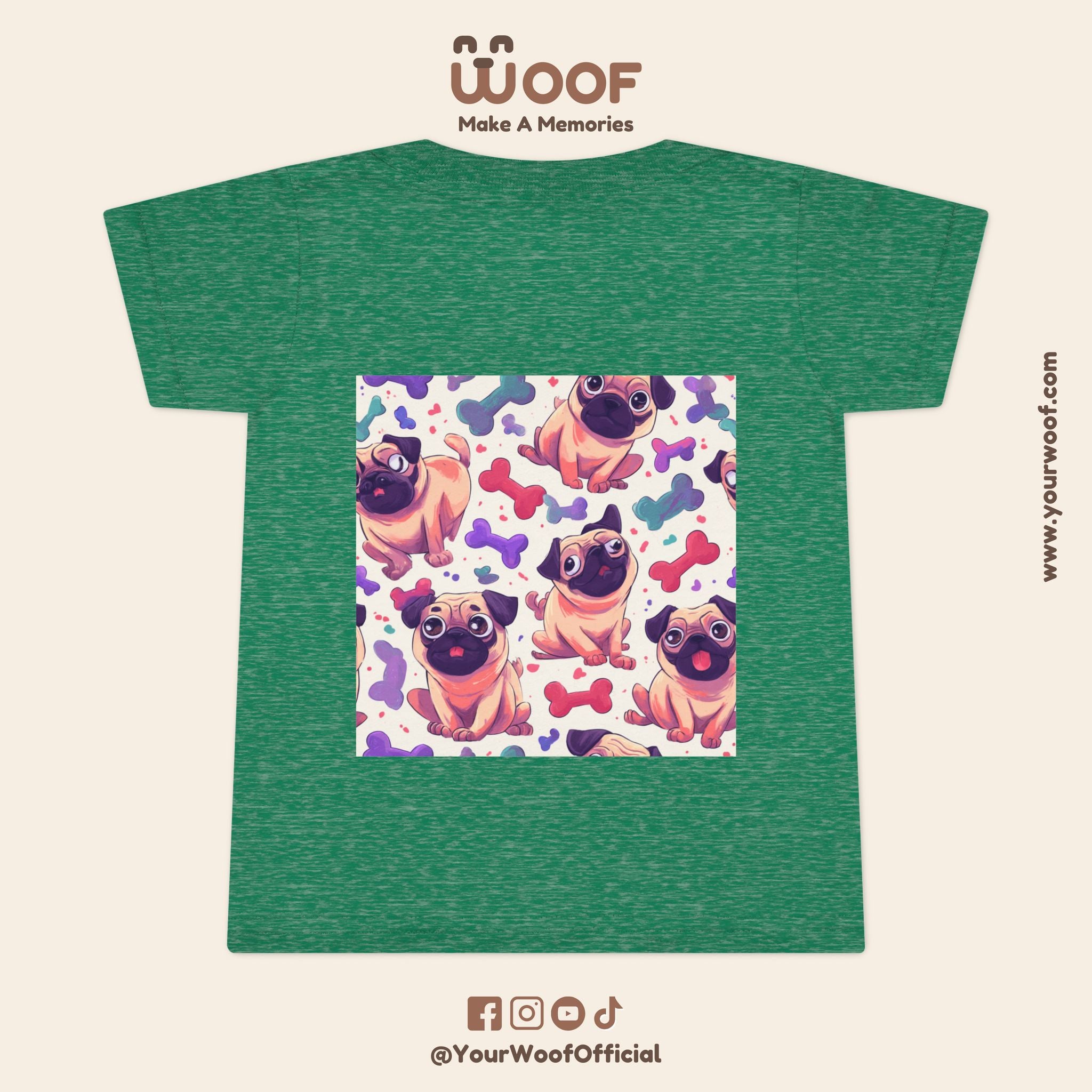 Pug Pattern Toddler T-Shirt, Cute Dog Tee, Kids Wear, Birthday Outfit, Animal Lover Gift, Playful Design, Fun Fashion
