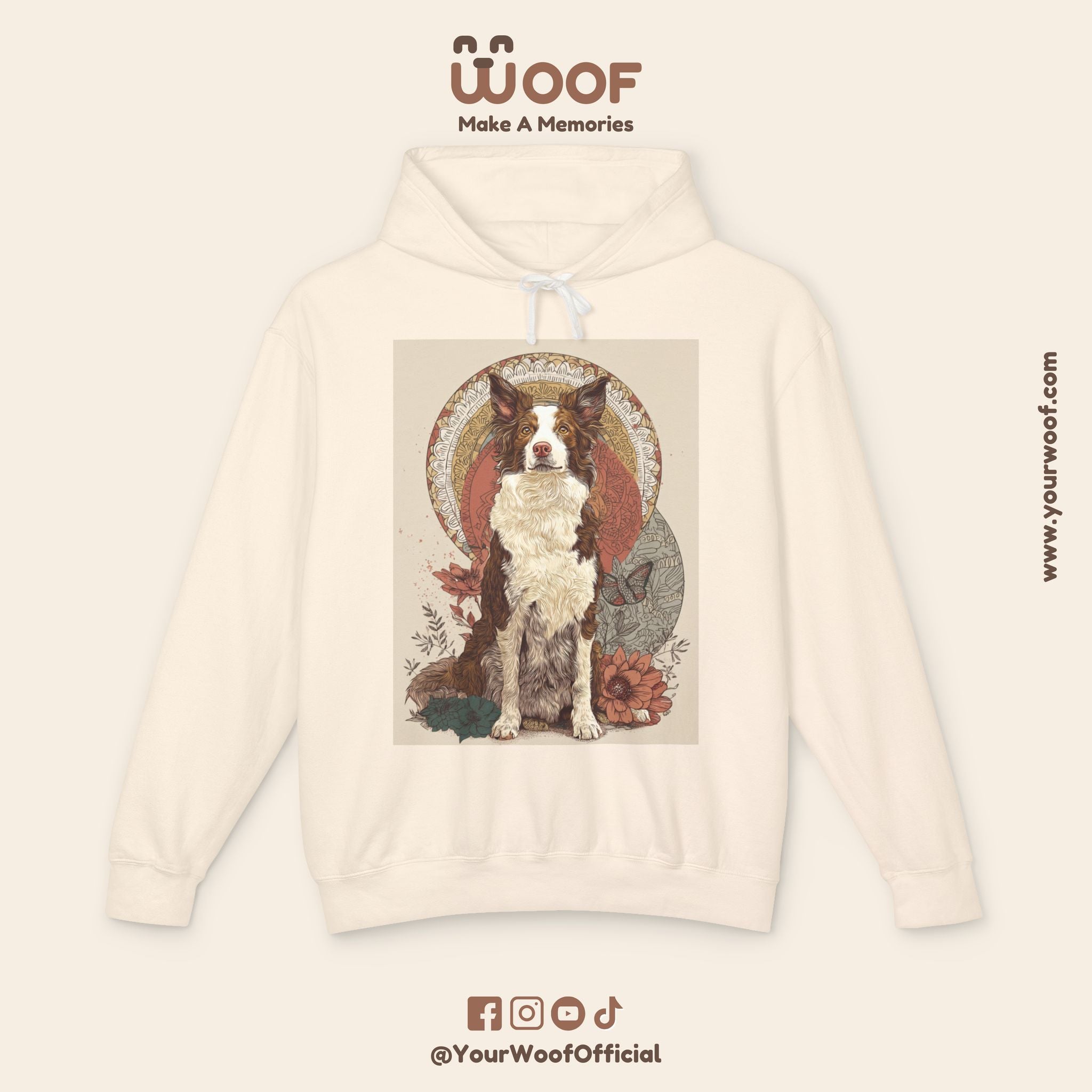 Vintage Dog Art Unisex Lightweight Hooded Sweatshirt - Pet Lover Gift, Nature-Inspired Apparel, Cozy Spring Layer, Dog-Themed Fashion