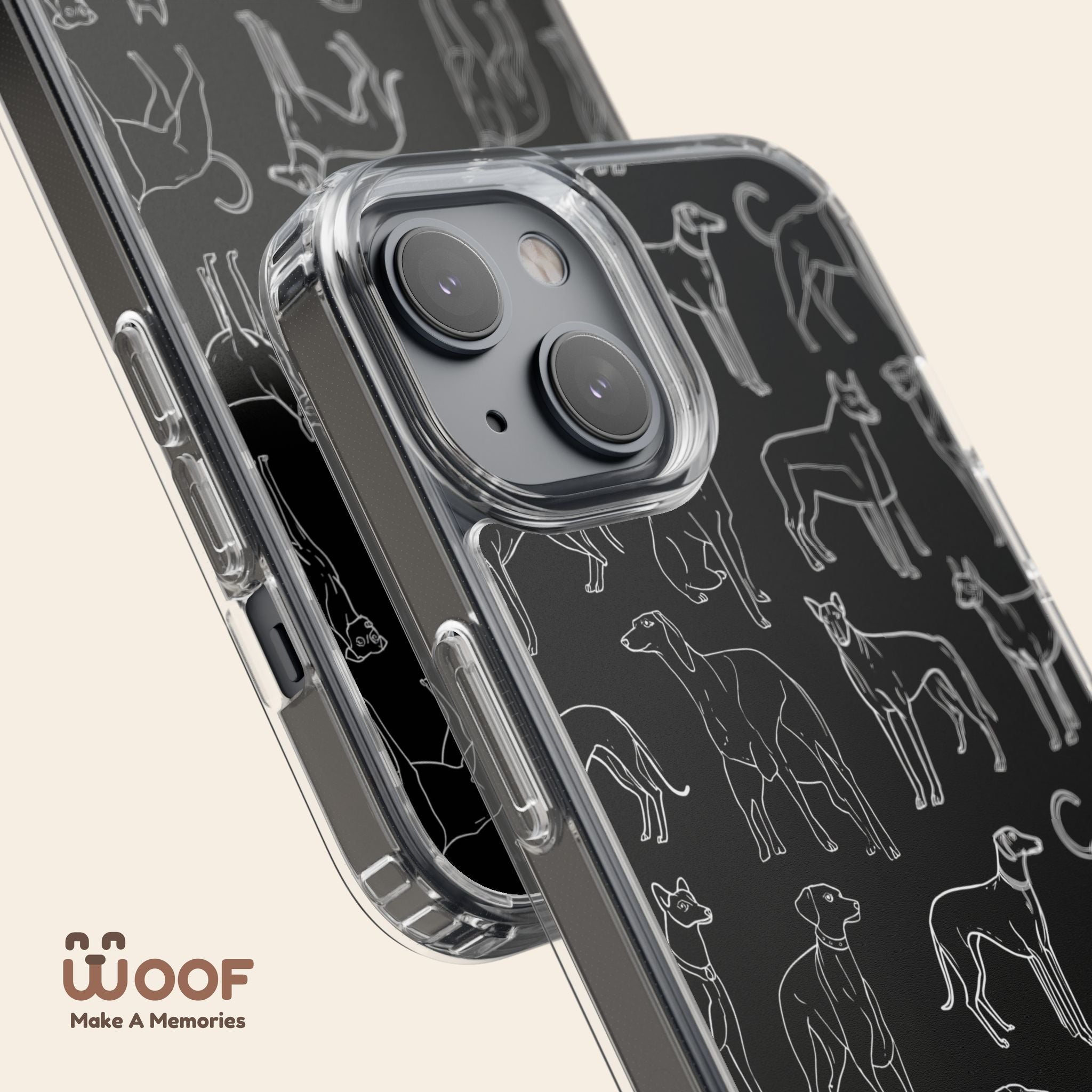 Stylish Dog Print Clear Phone Case, Pet Lover Gift, Customizable Clear Cases, Dog Owner Accessories, Cute Phone Covers