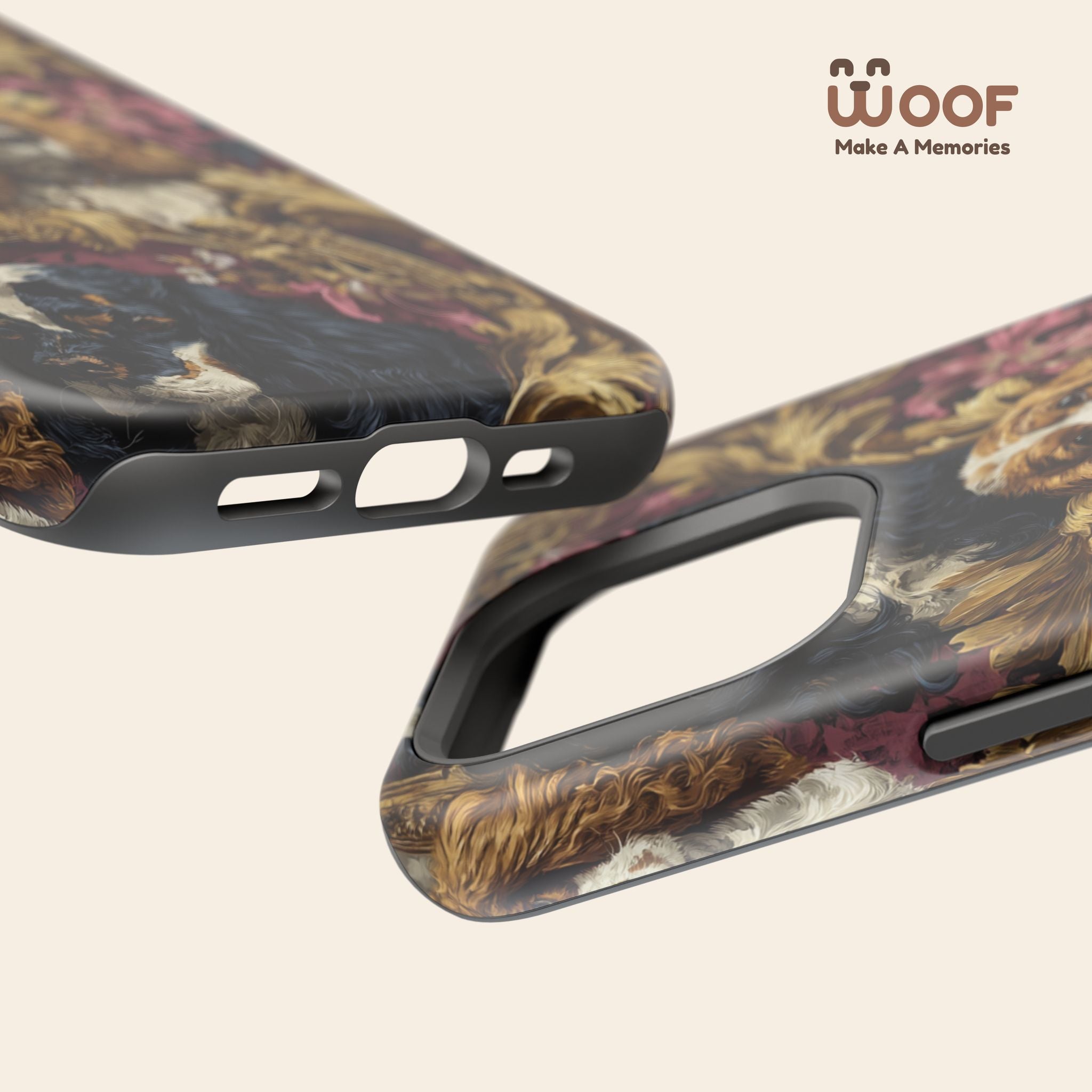 Elegant Pet Portrait Phone Case – Floral Design, Dog Lover Gift, Durable Phone Cover, Unique Art Case, Stylish Accessory