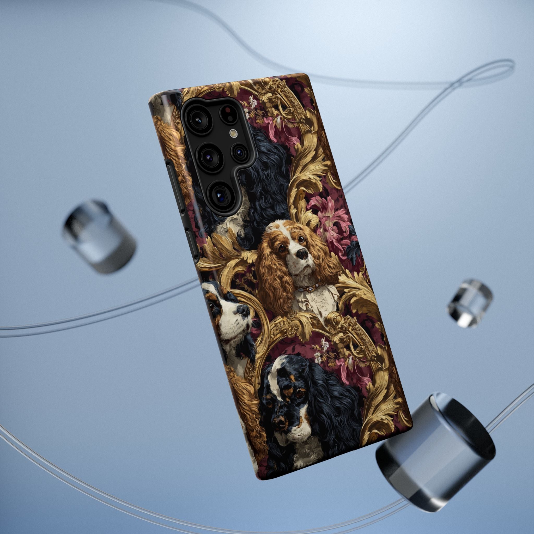Elegant Pet Portrait Phone Case – Floral Design, Dog Lover Gift, Durable Phone Cover, Unique Art Case, Stylish Accessory