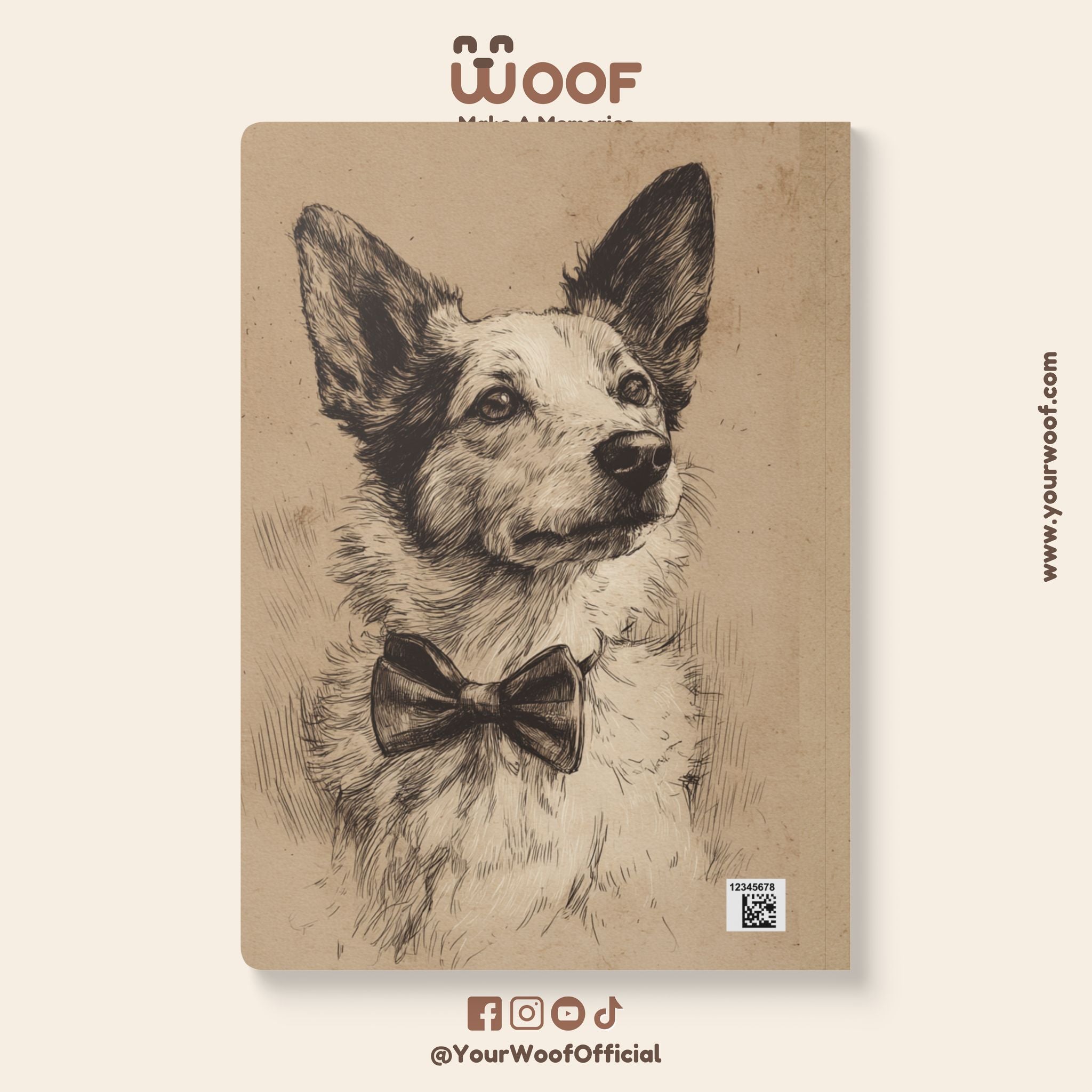 Vintage Corgi Bowtie Softcover Journal - Pet Lover's Gift, Stationery, Gift for Dog Owners, Art Journal, Cute Dog Notebook
