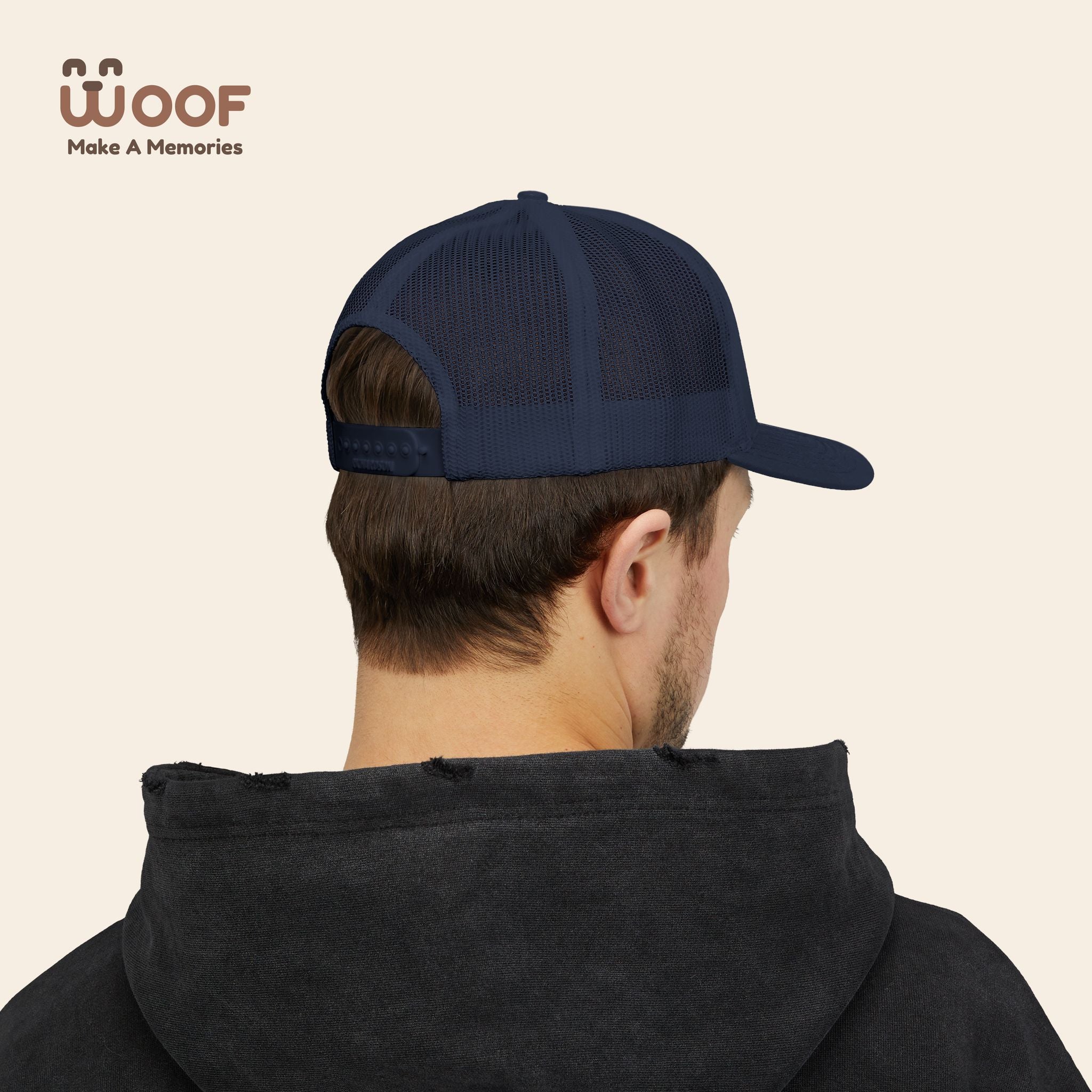 Woof Snapback Trucker Cap - Pet Lovers Gift, Dog Mom Hat, Casual Outdoor Accessory, Fun Pet Apparel, Unique Dog Dad Gift