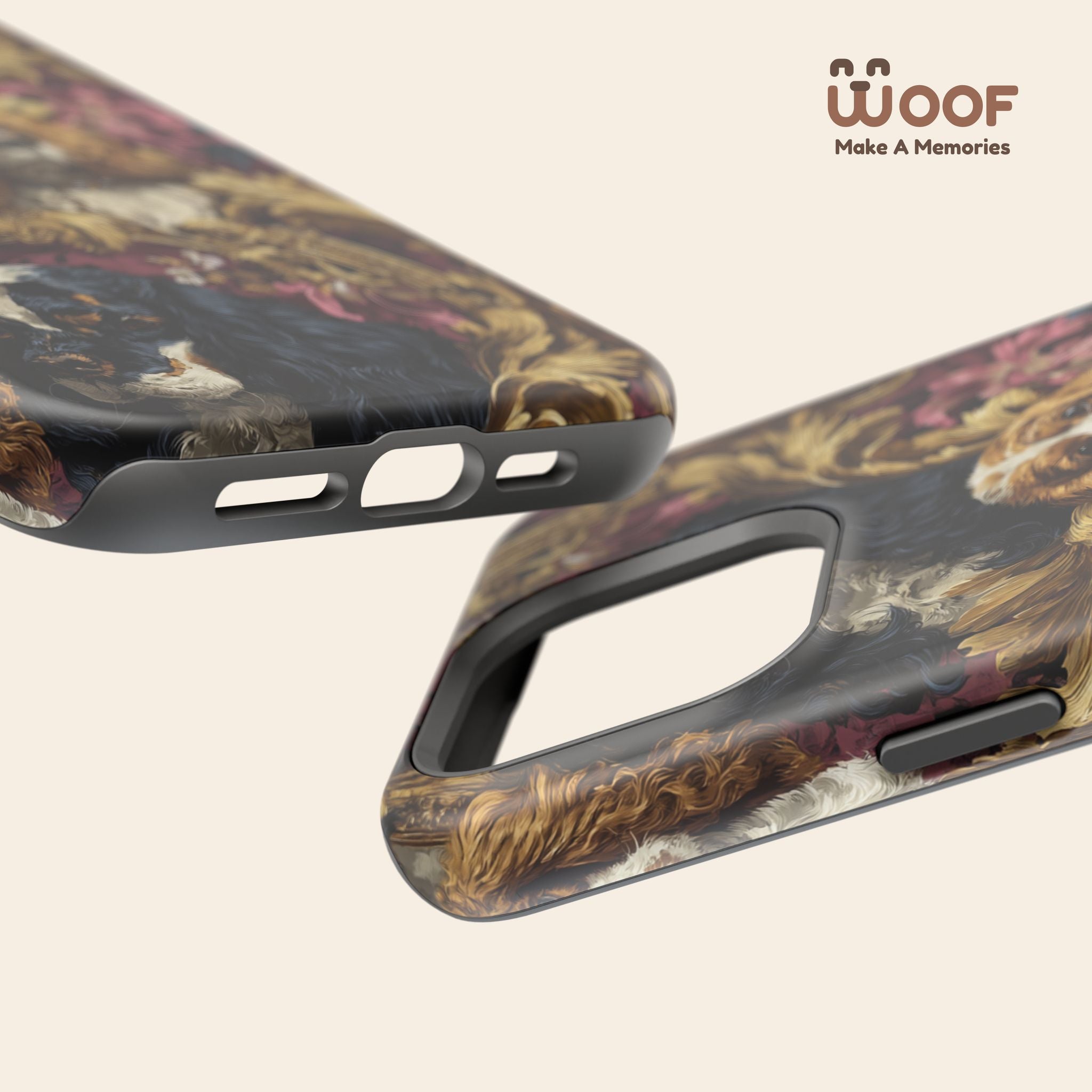 Elegant Pet Portrait Phone Case – Floral Design, Dog Lover Gift, Durable Phone Cover, Unique Art Case, Stylish Accessory
