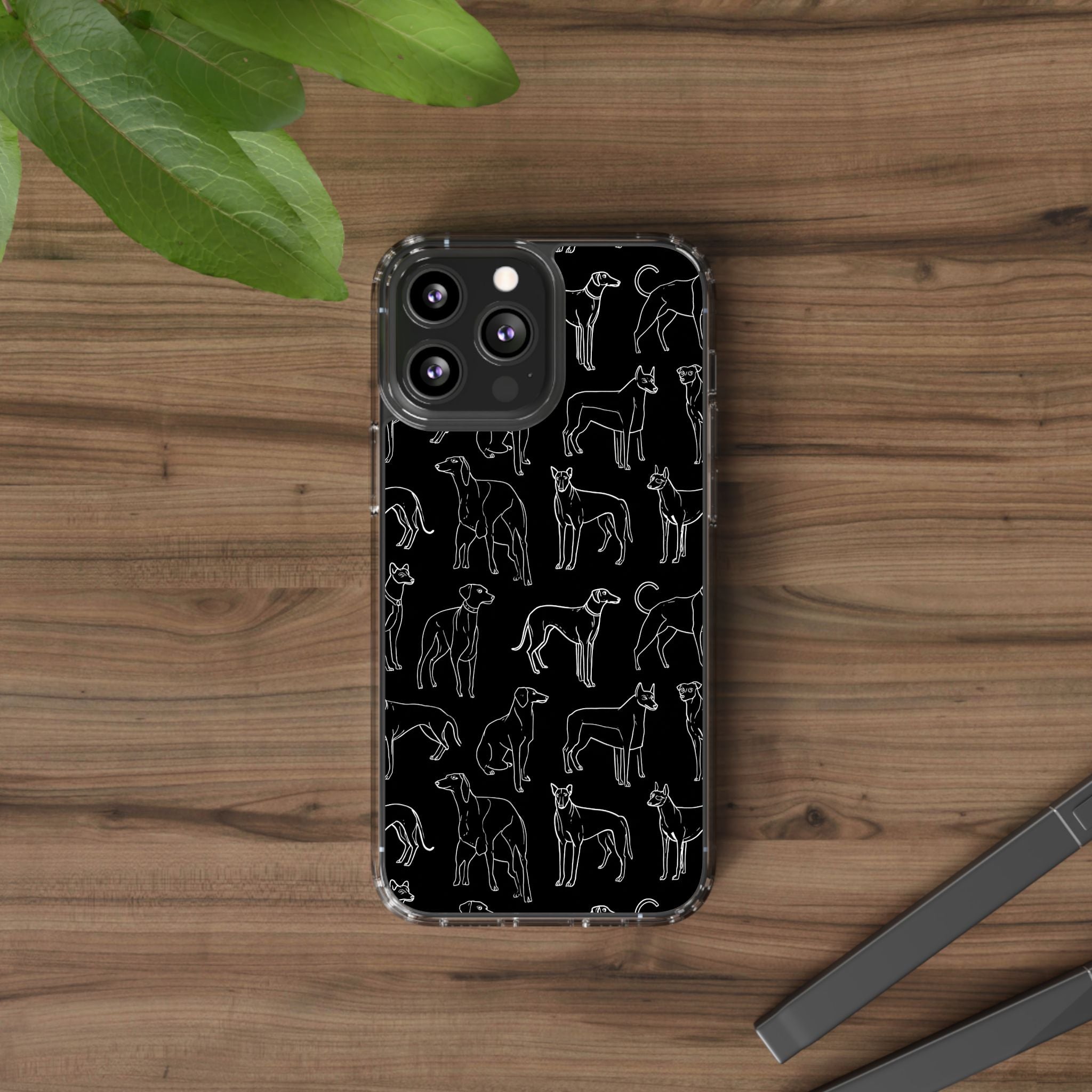 Stylish Dog Print Clear Phone Case, Pet Lover Gift, Customizable Clear Cases, Dog Owner Accessories, Cute Phone Covers