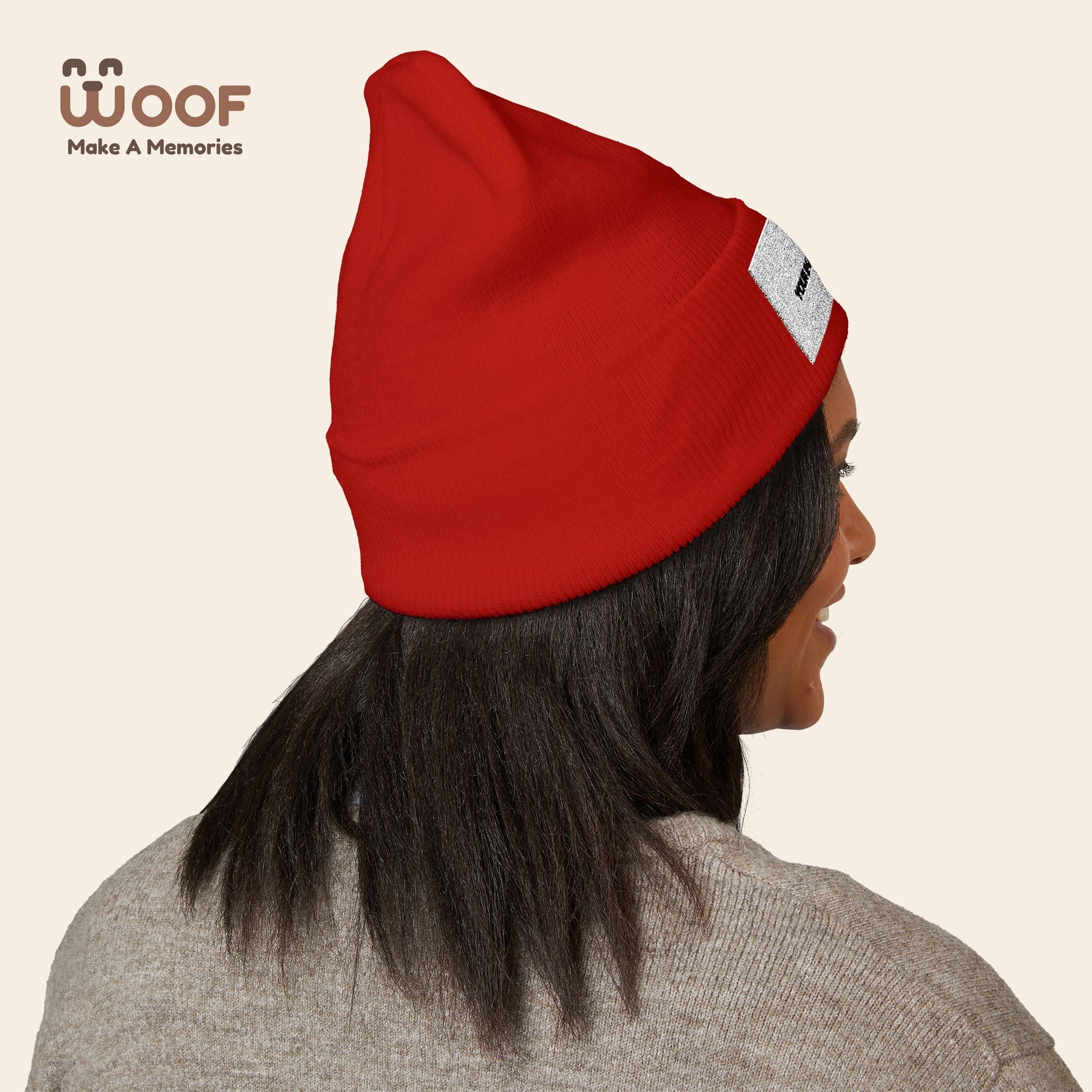 Classic Cuffed Beanie with 'Woof' Embroidery - Perfect for Dog Lovers, Winter Wear, Gift for Pet Owners, Cozy Accessory, Everyday Style