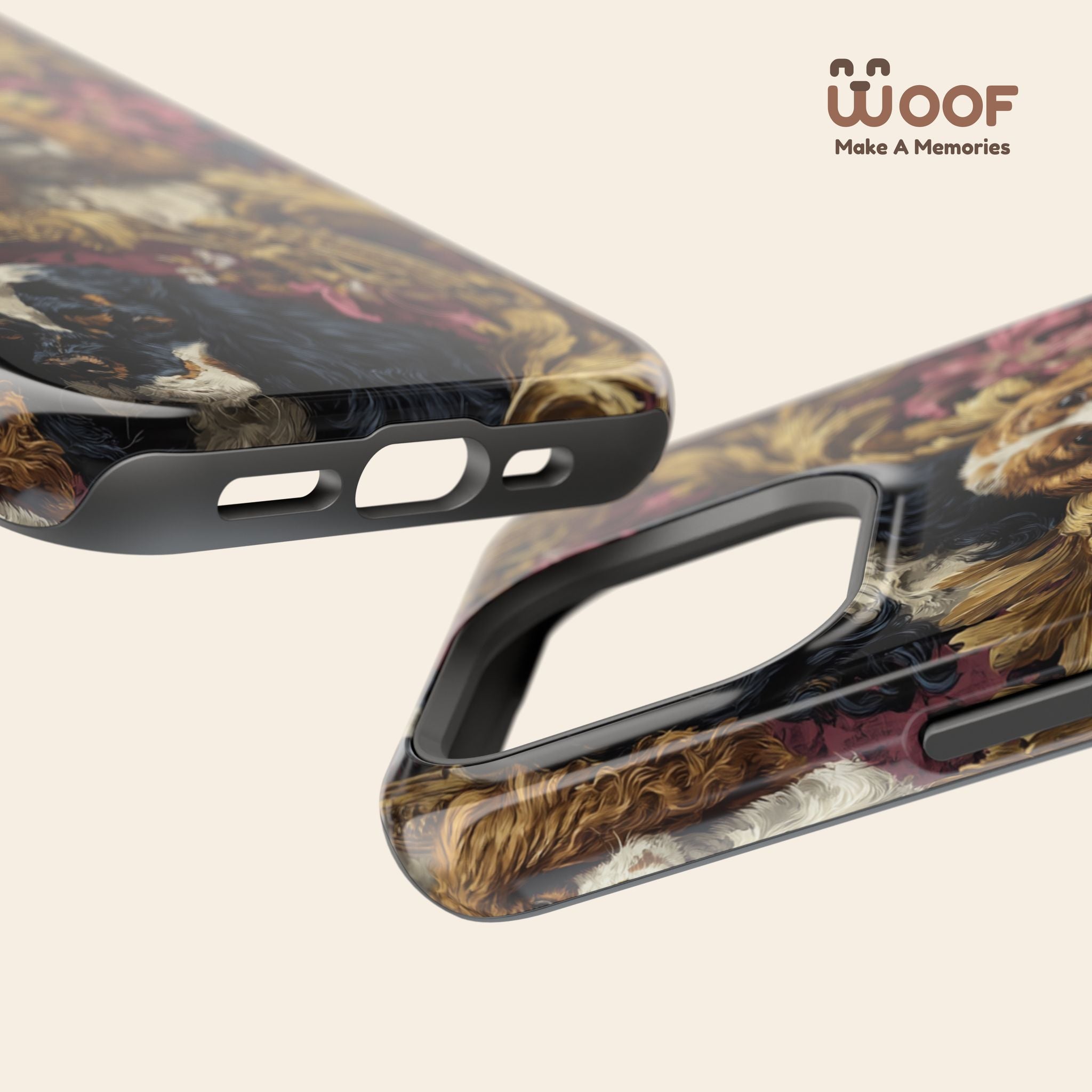 Elegant Pet Portrait Phone Case – Floral Design, Dog Lover Gift, Durable Phone Cover, Unique Art Case, Stylish Accessory