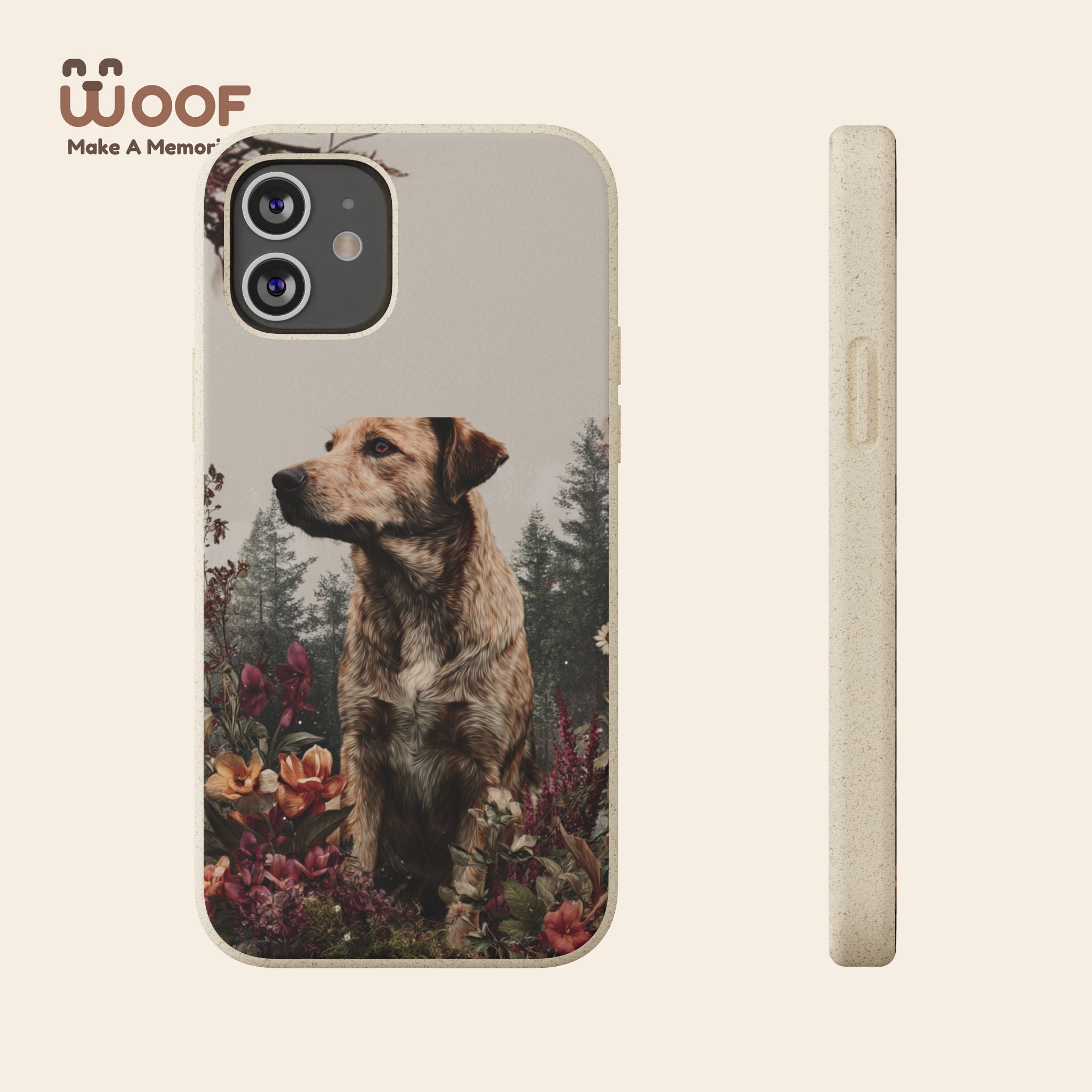Eco-Friendly Dog Lover Biodegradable Phone Case - Floral Design