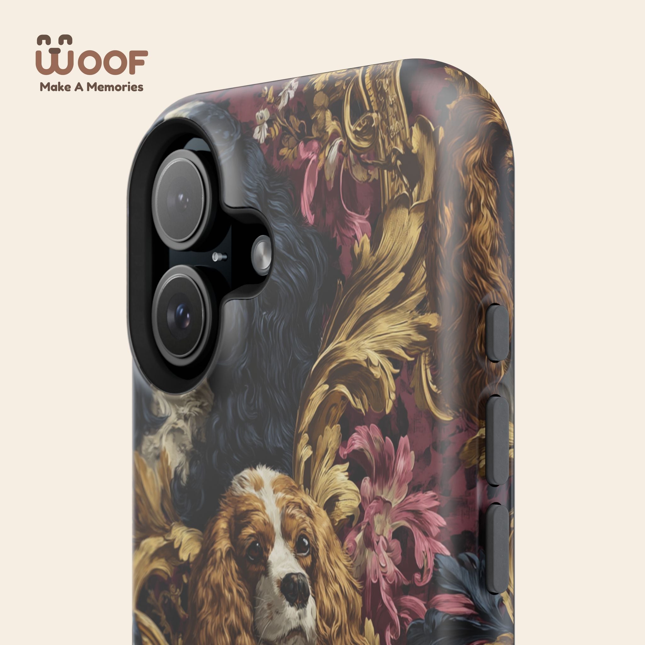 Elegant Pet Portrait Phone Case – Floral Design, Dog Lover Gift, Durable Phone Cover, Unique Art Case, Stylish Accessory