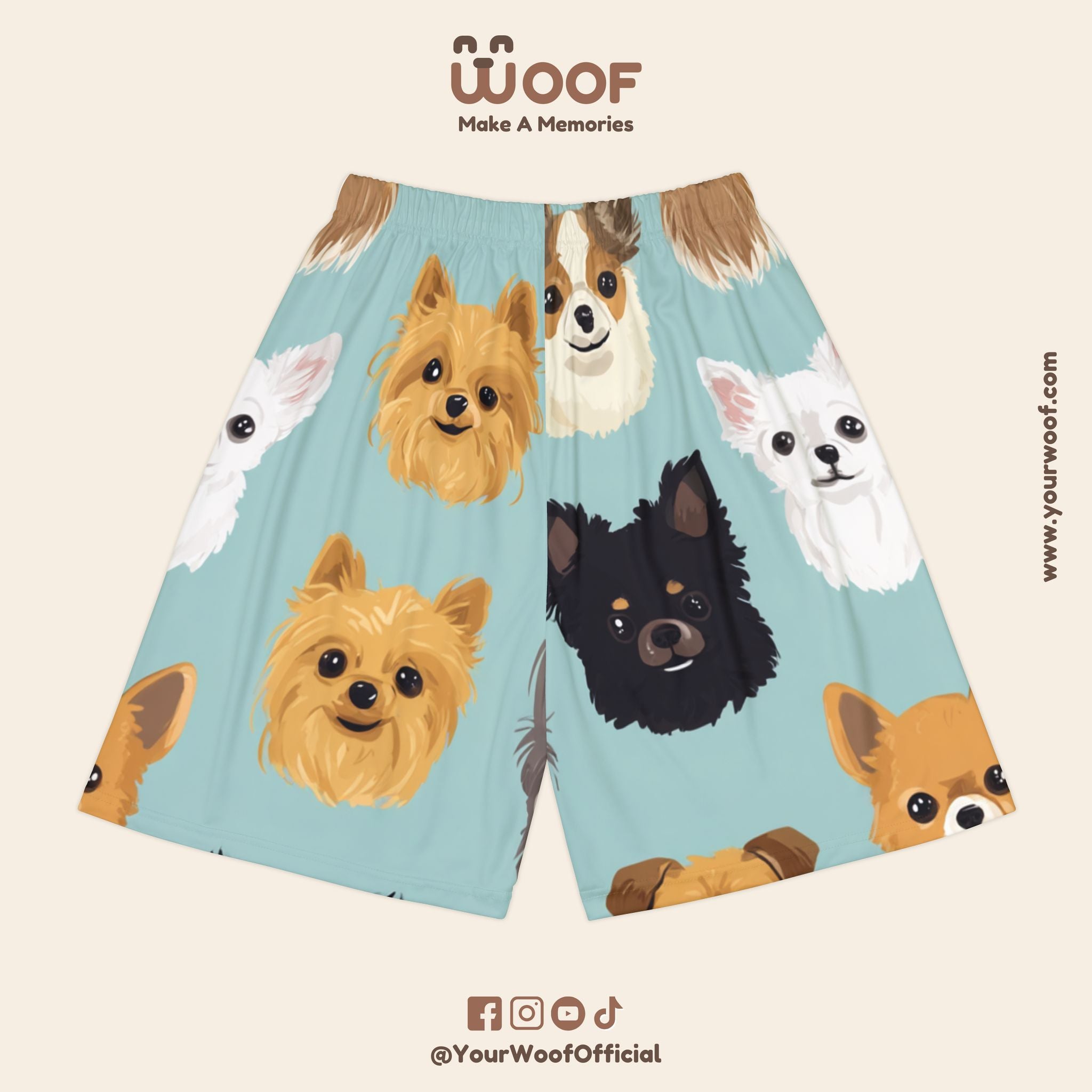 Men's Dog Print Sports Shorts, Pet Lover Shorts, Summer Activewear, Gifts for Dog Owners, Casual Shorts with Puppy Designs