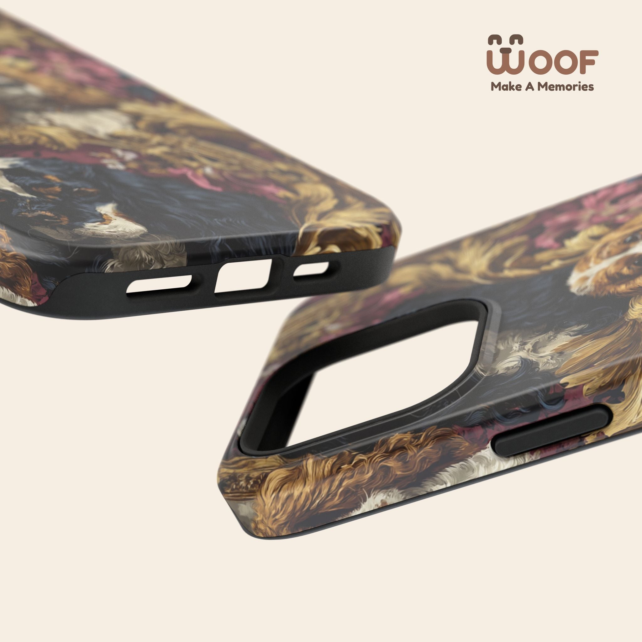 Elegant Pet Portrait Phone Case – Floral Design, Dog Lover Gift, Durable Phone Cover, Unique Art Case, Stylish Accessory