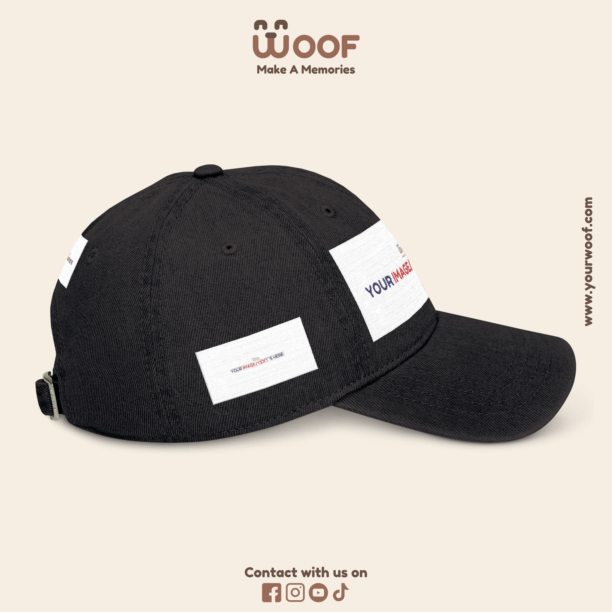 Custom Embroidered Denim Hat, Gift for Dog Lovers, Casual Style Cap, Perfect for Birthdays, Outdoor Adventures, Woof Theme