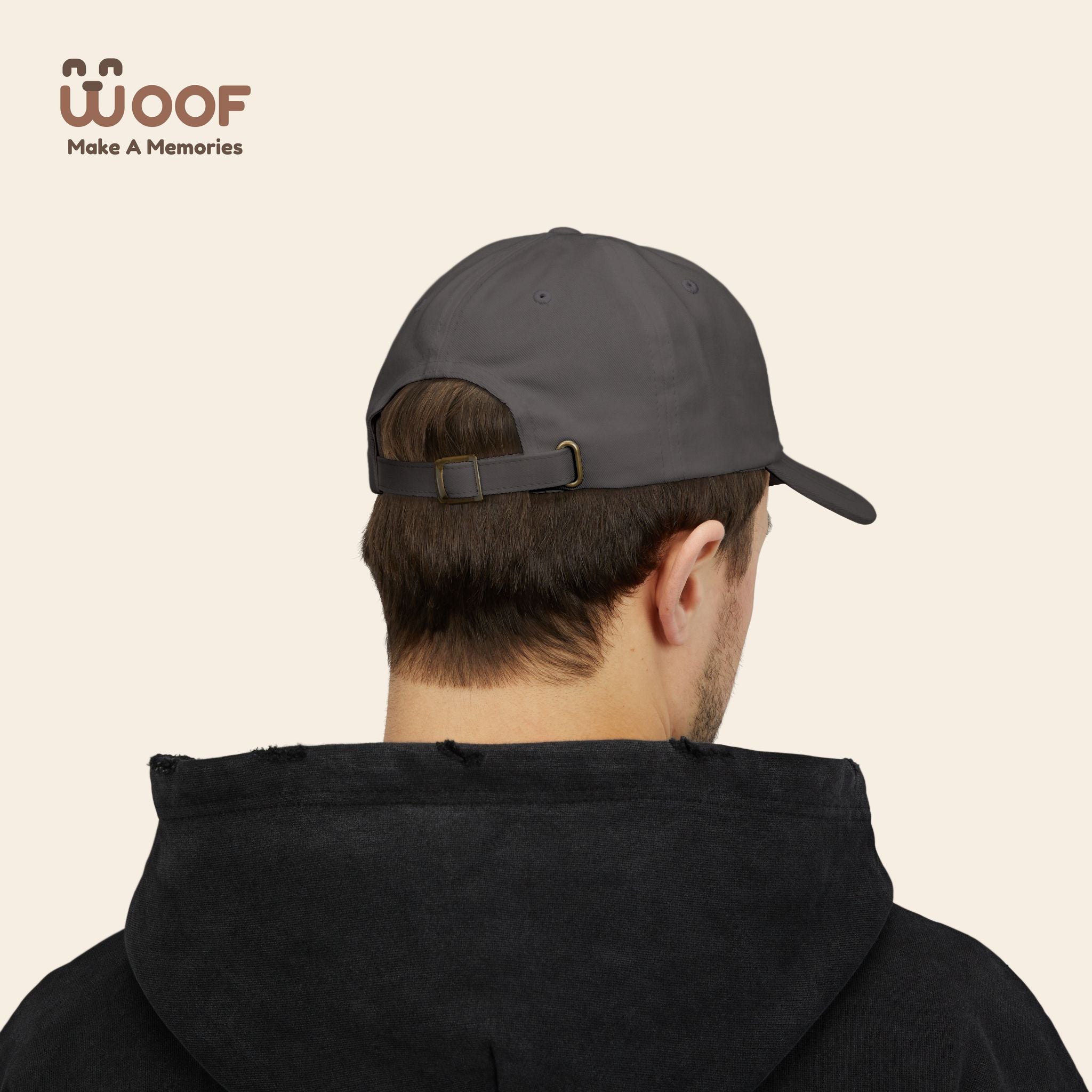Classic Dad Cap with Woof Design, Adjustable Cap for Dog Lovers, Gift for Pet Owners, Casual Style Hat, Everyday Wear